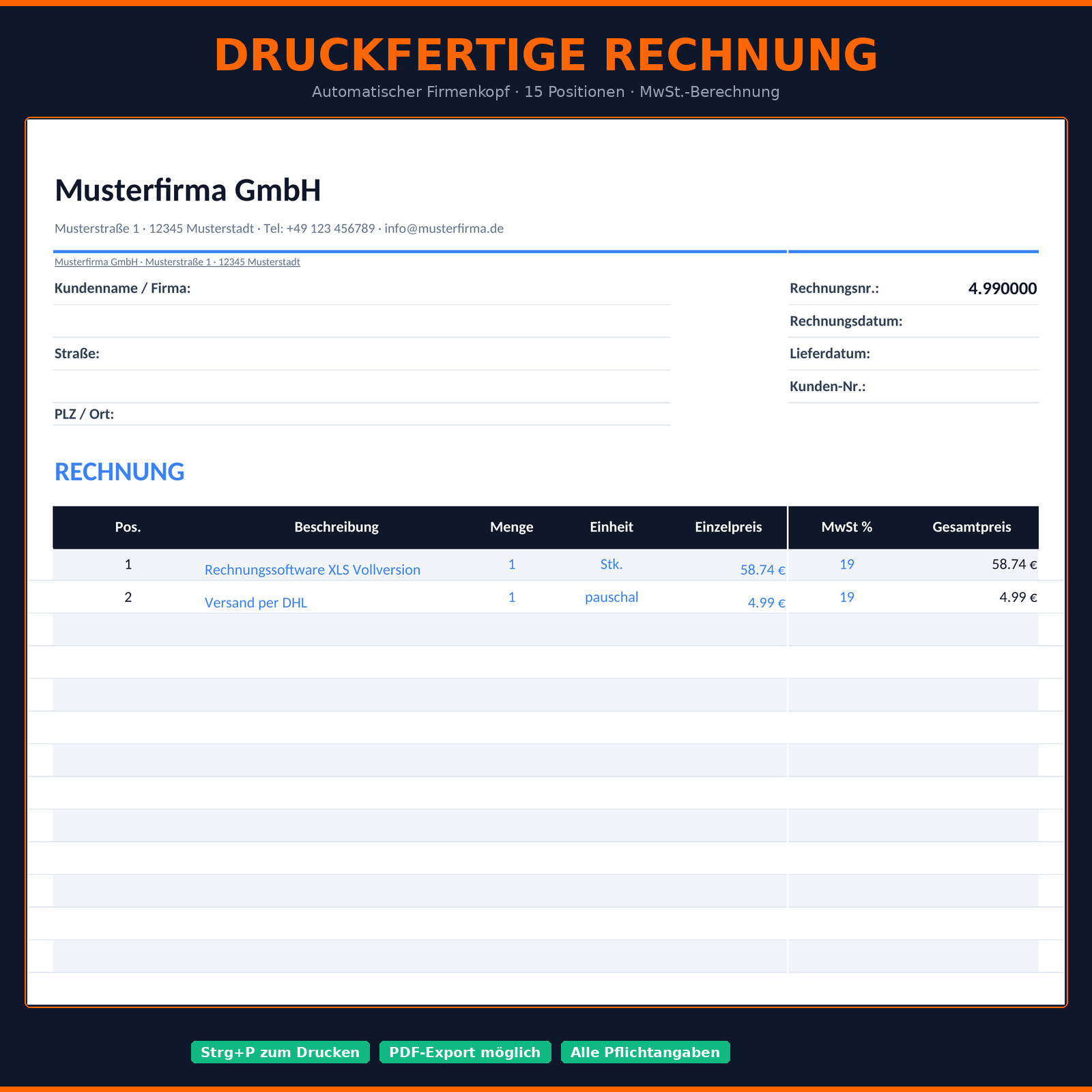 Invoice program Excel invoice software eBay dealer customer management invoice
