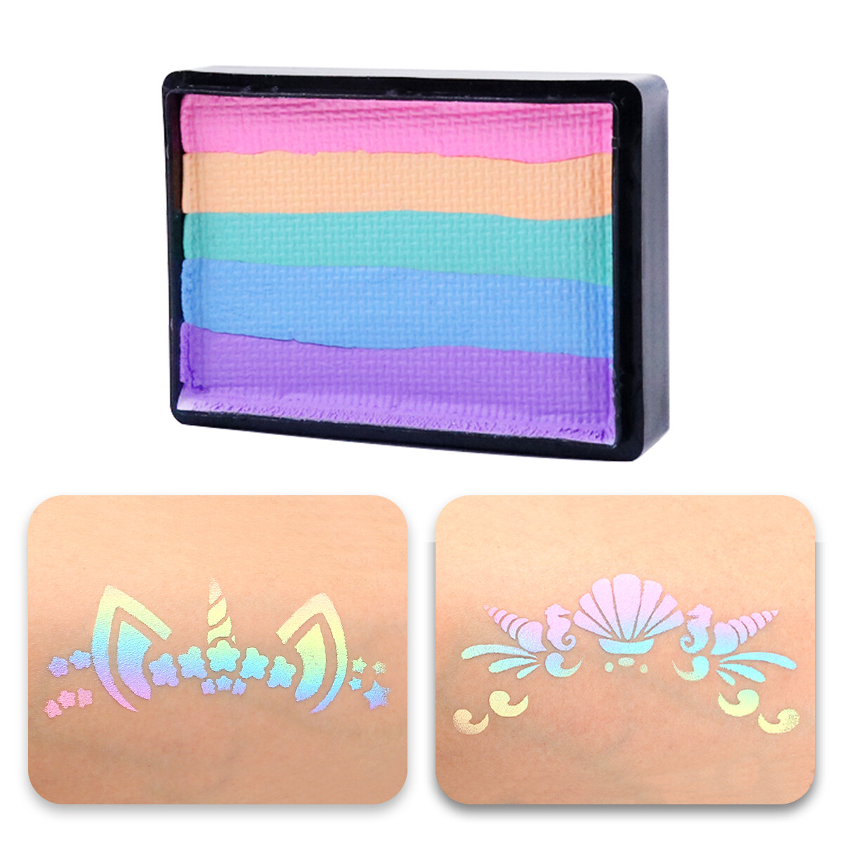 10 pcs Professional Face Paint Brushes with Face Paint Rainbow Cake Water Based