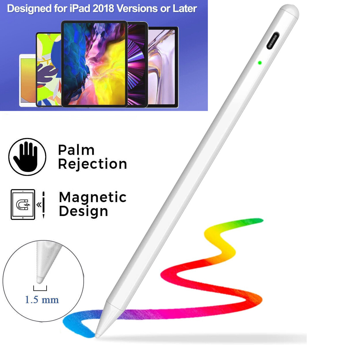 For Apple Pencil Stylus Pen for iPad/iPad Air/iPad Pro/iPad mini 2018-2025