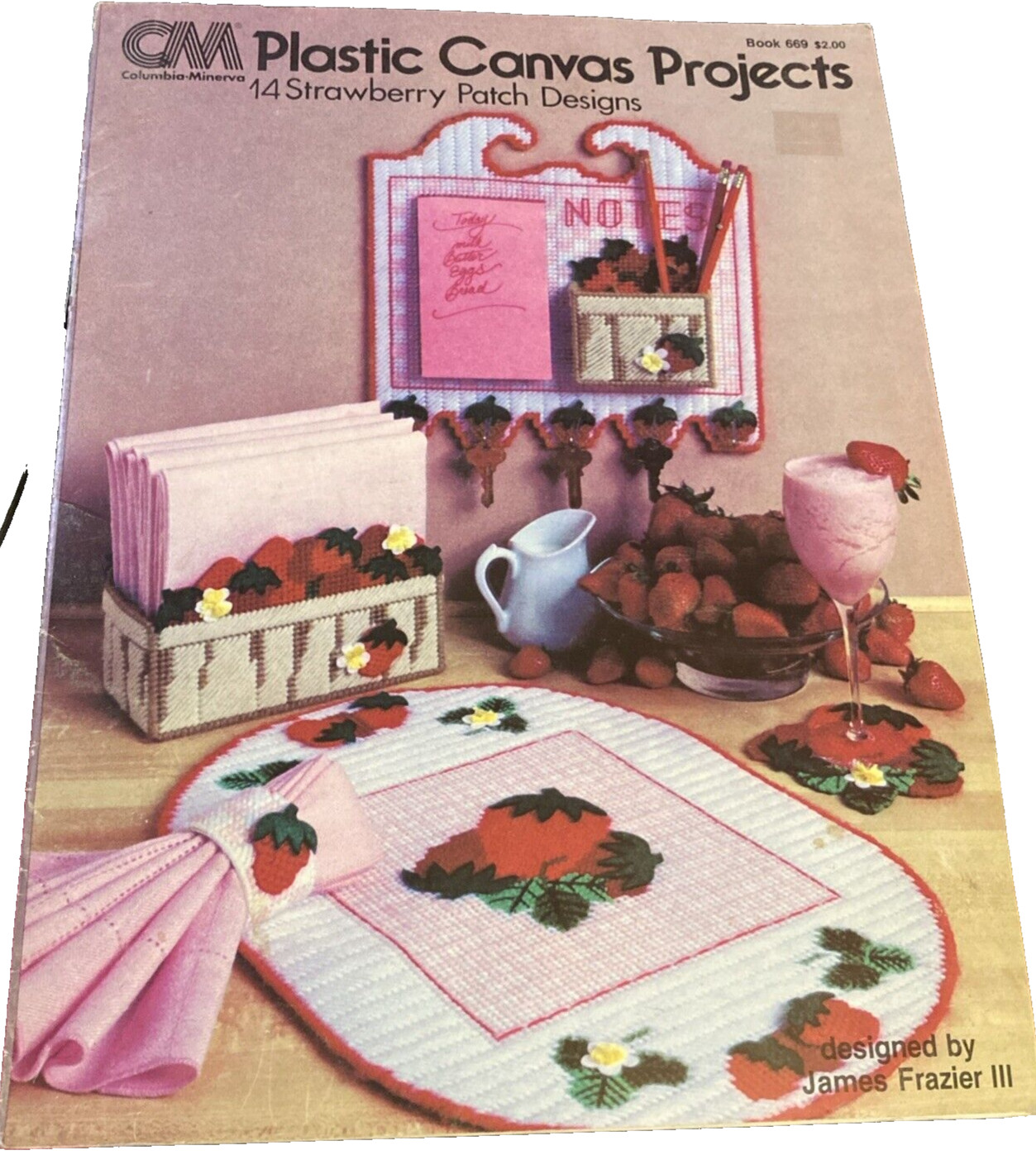 Vtg Rare Columbia-Minerva Plastic Canvas Projects 14 Strawberry Patch Design '82