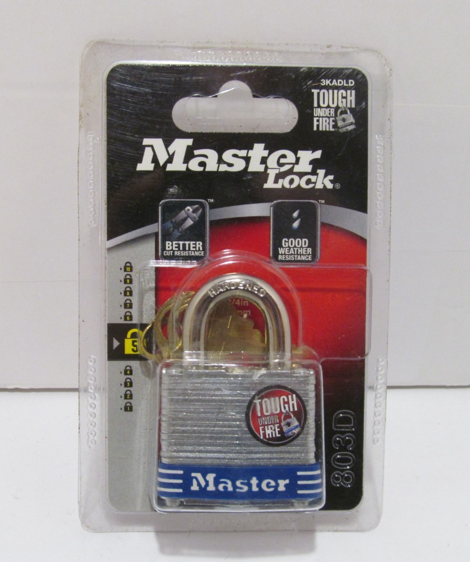 Master Lock 2013 Steel Padlock With Keys Touch Under Fire 3KADLD