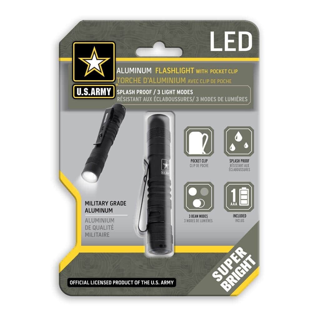 US Army – Aluminum Flashlight with Pocket Clip