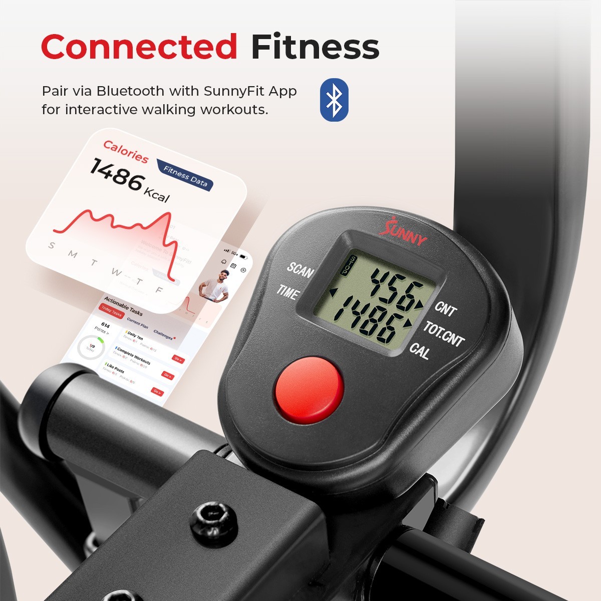 Smart Foldable Air Walk Elliptical Ski Glide Cross Trainer Adjustable Resistance
