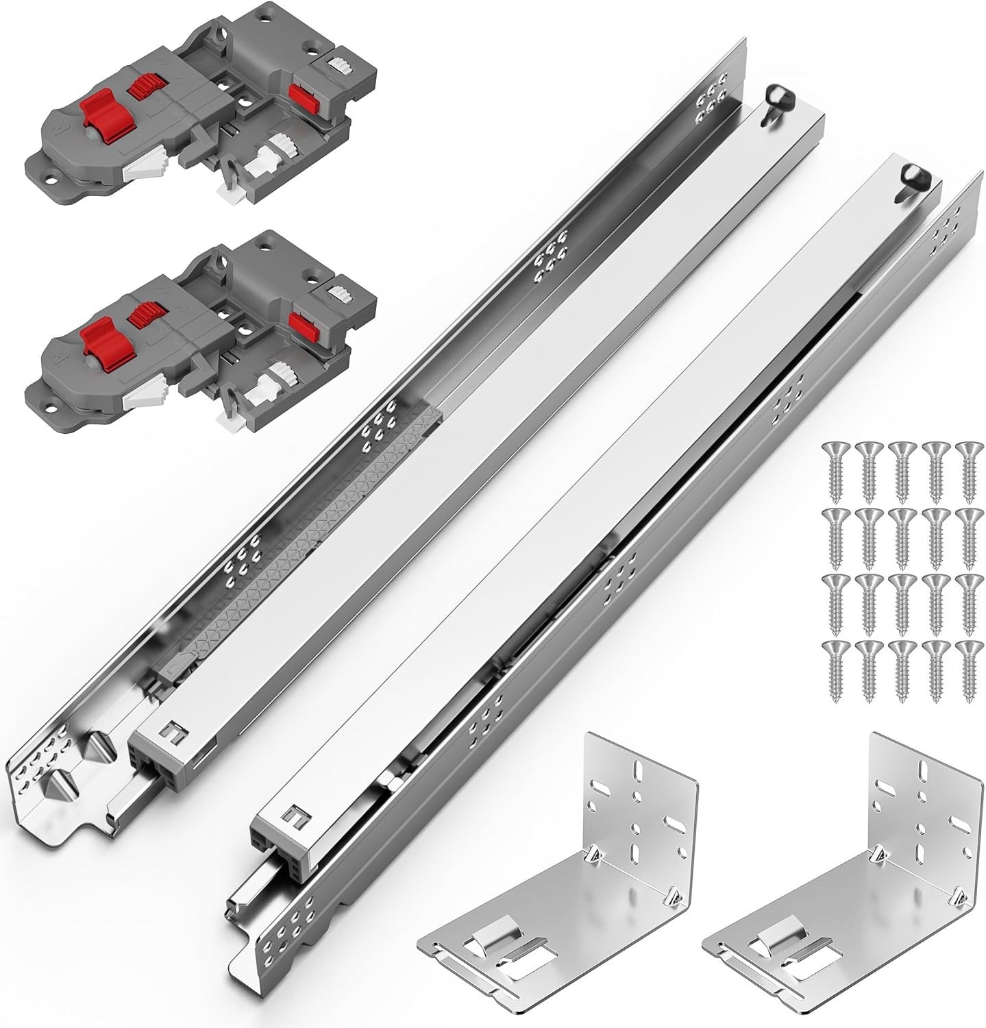Chibery 21 Inch Undermount Soft Close Drawer Slides, Full Ext. 3D Locking Device