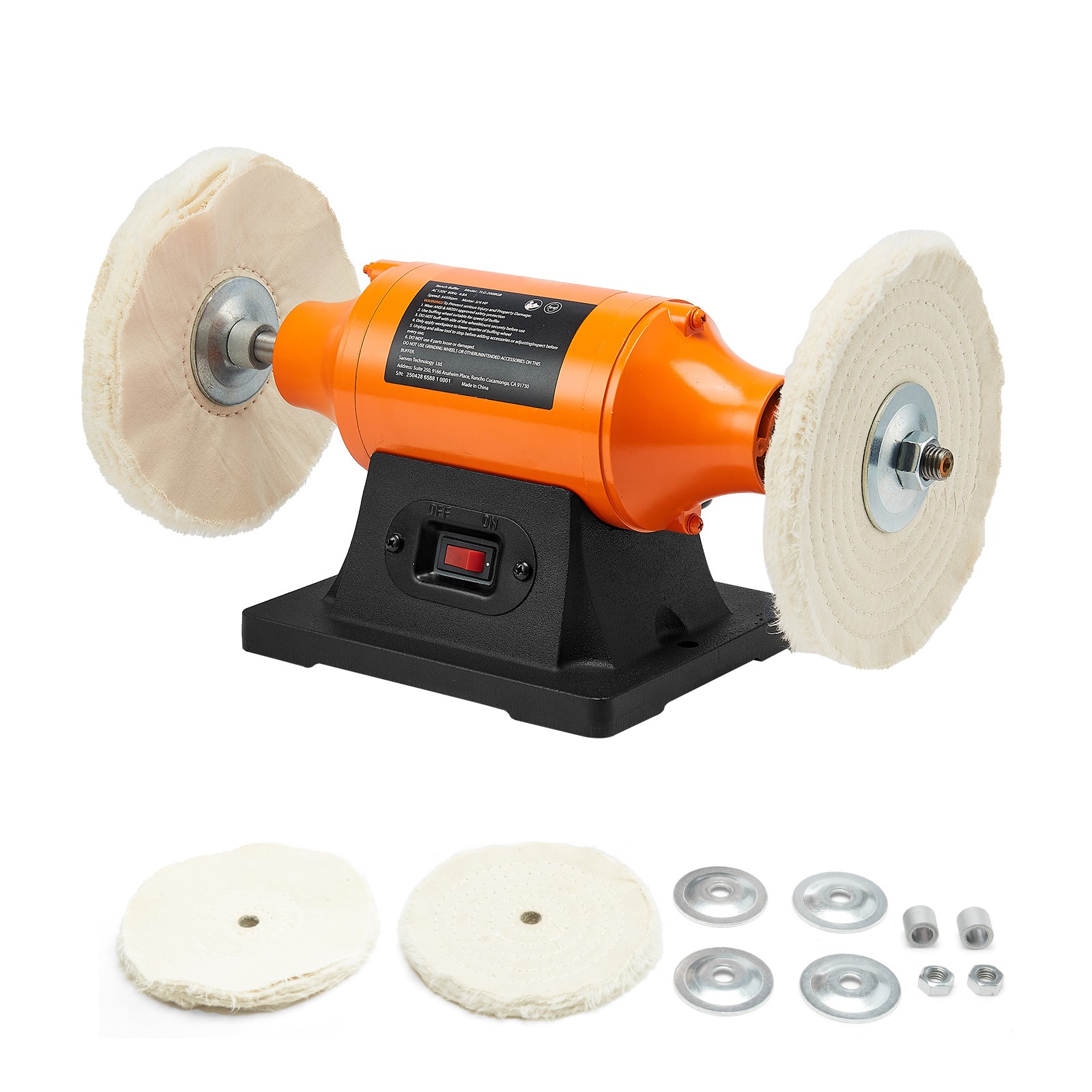 Uimoso 6" Bench Buffer Polisher 1/2 HP 3450RPM for Metal Jewelry Wood Polishing
