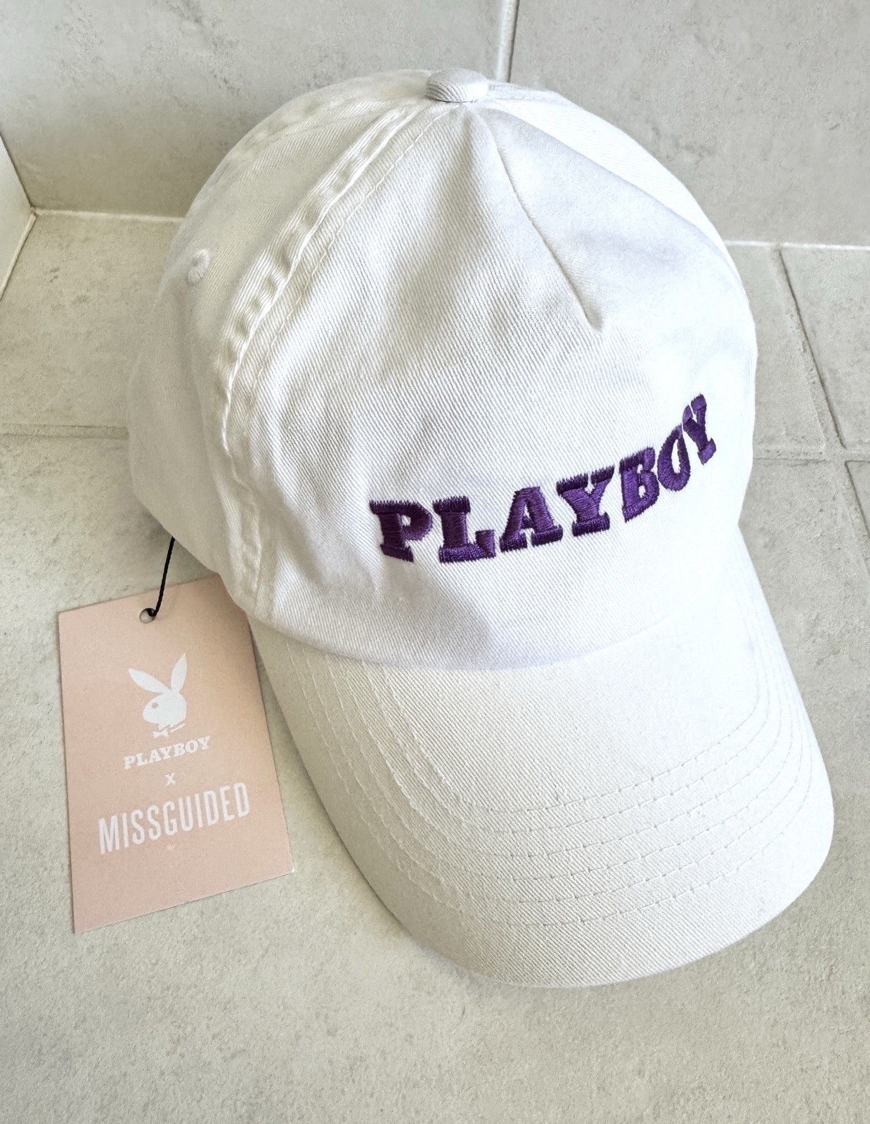 Playboy Bunny & Misguided White Adjustable Cap - NEW