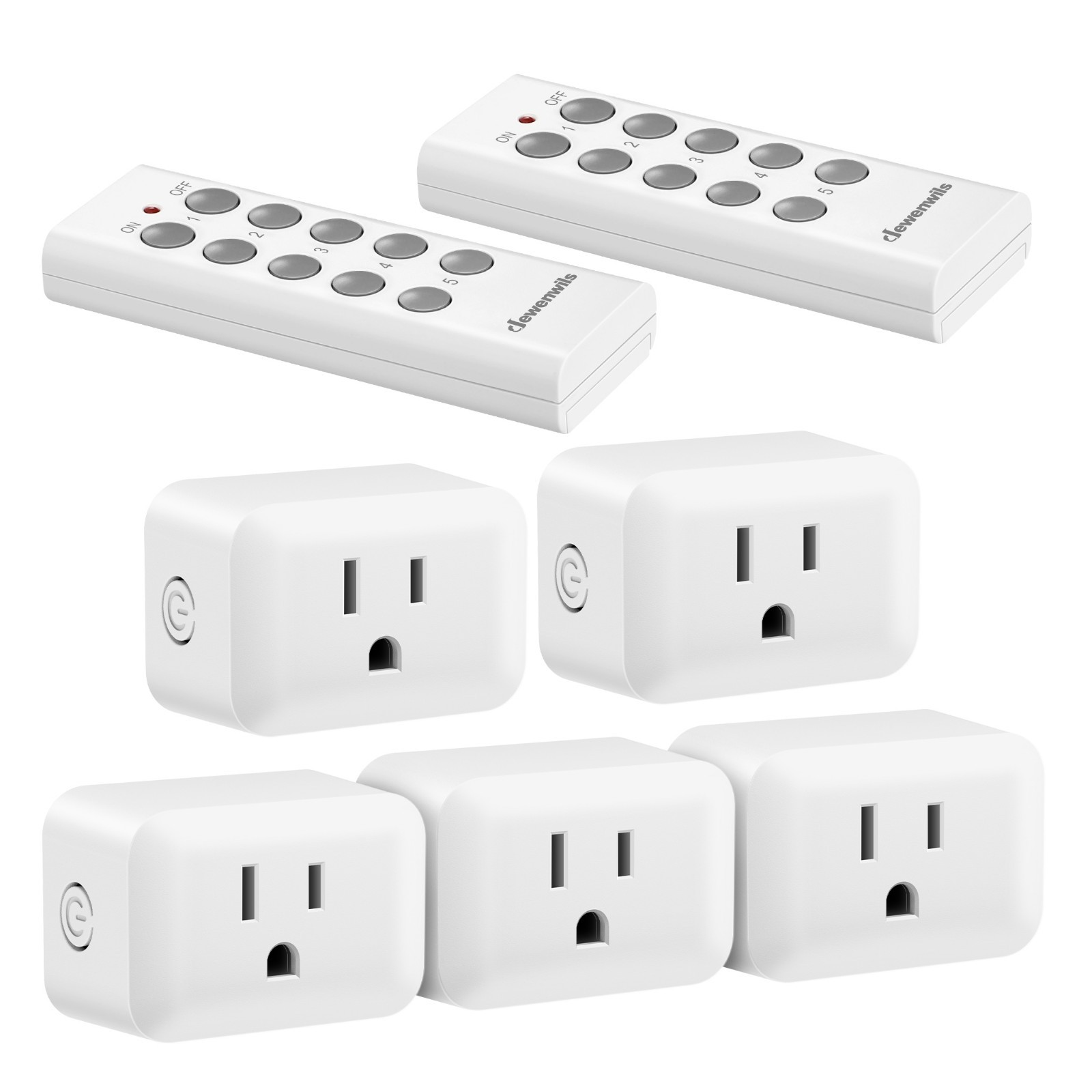 DEWENWILS Wireless Remote Control Outlet,Remote Light Switch,2 Remote 5 Outlets