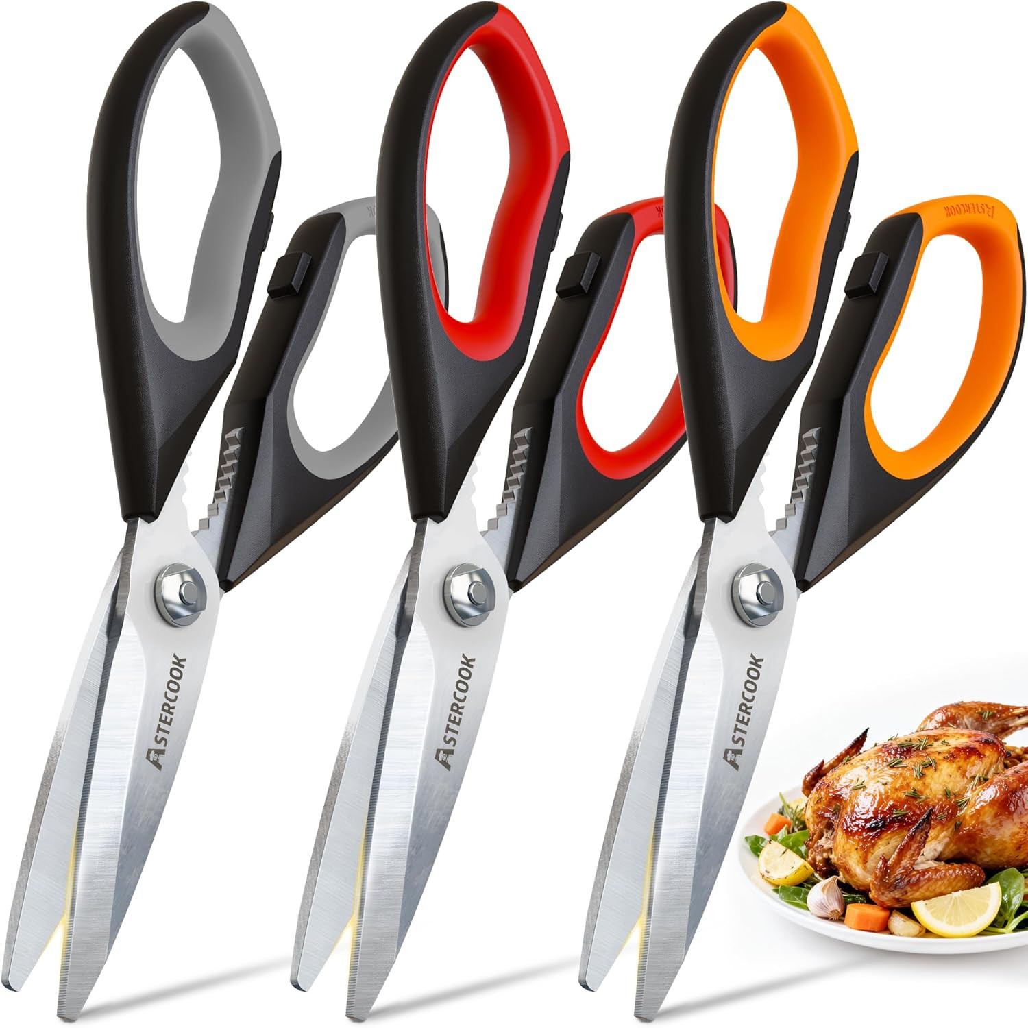 Kitchen Scissors 3 Pack, Heavy Duty All Purpose Kitchen Shears for Food and Pack