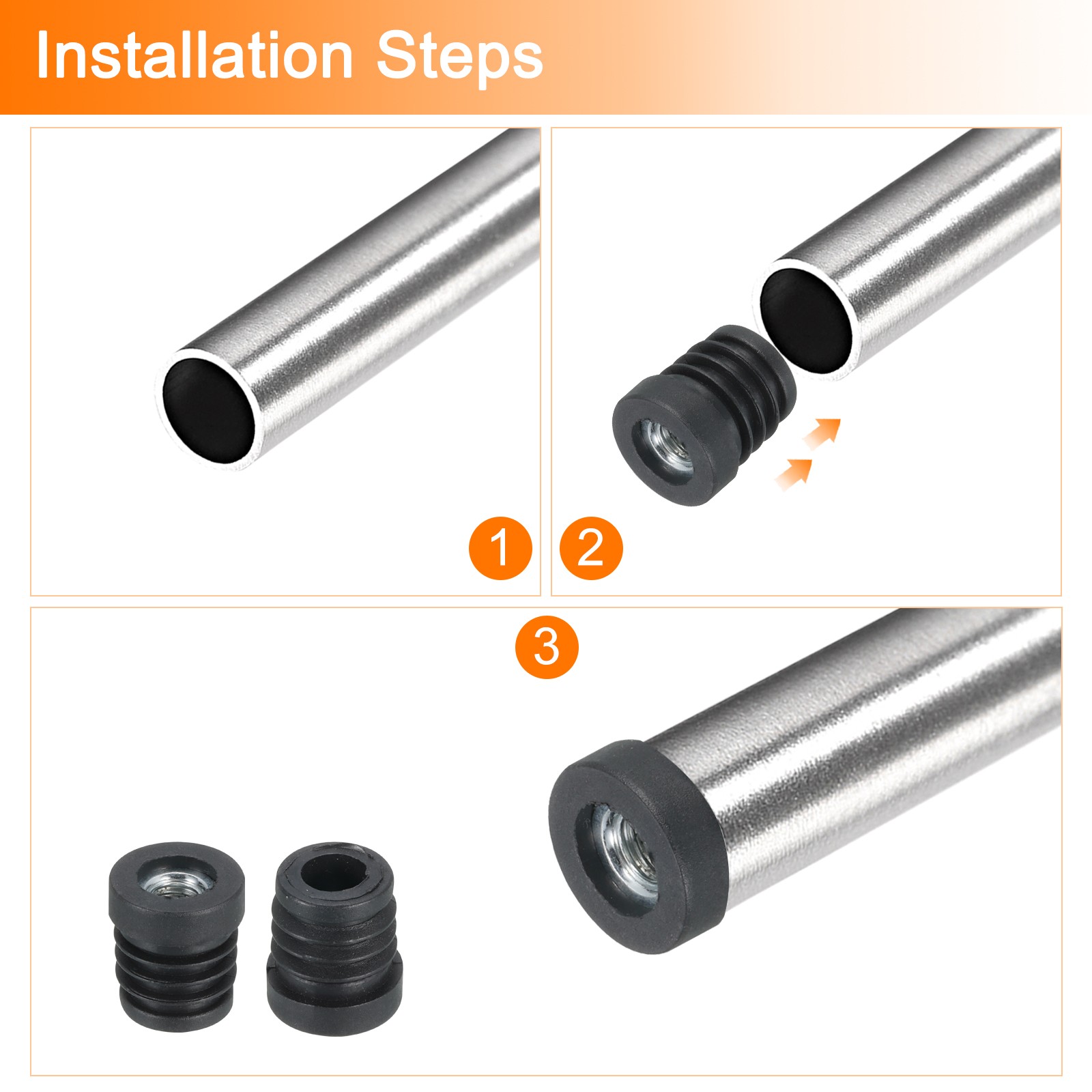 4Pcs Caster Insert with Thread, 19mm/0.75" M8 Thread for Furniture