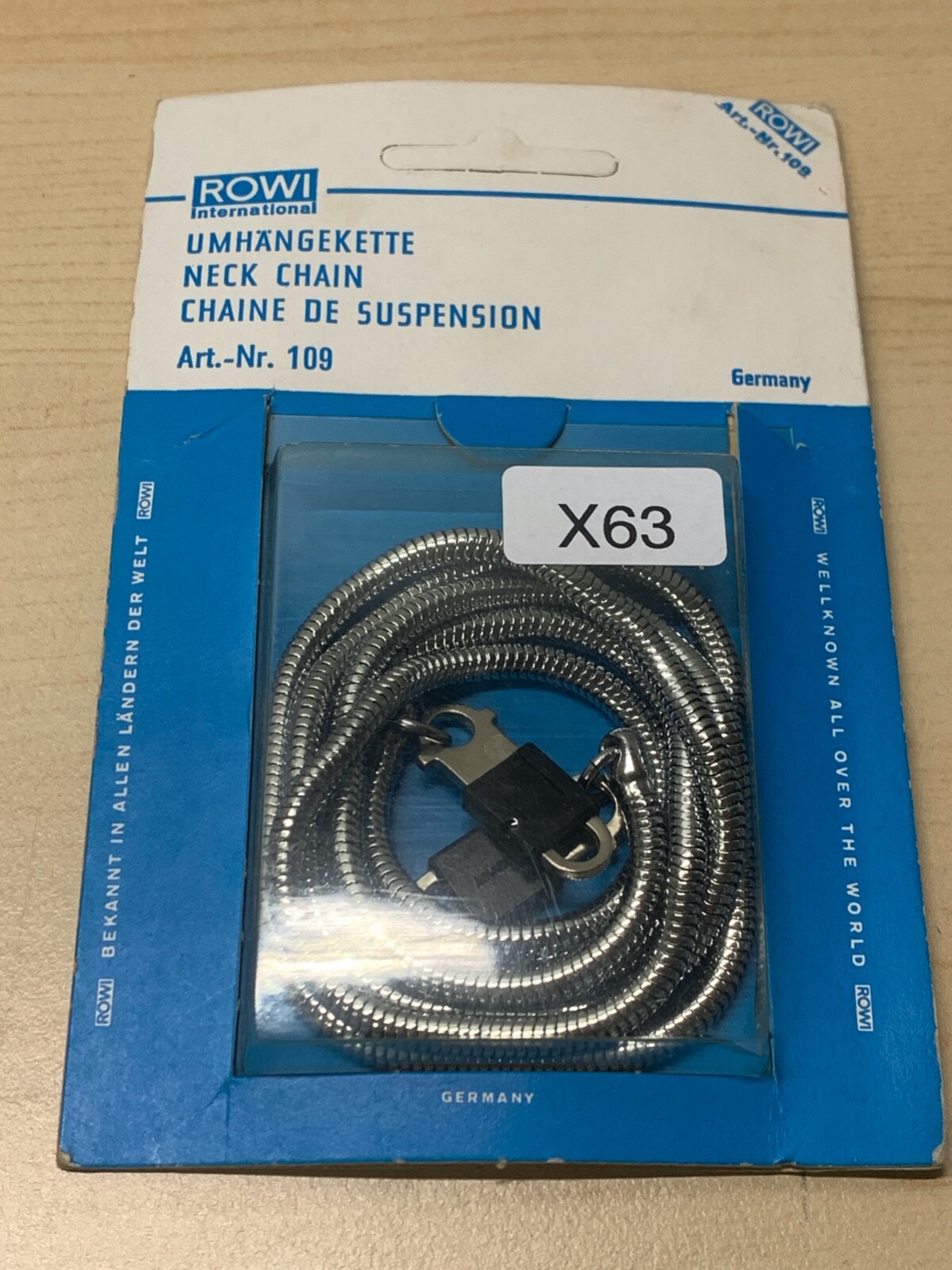 ROWI International Metal Neck Chain for Cameras New in packaging (X63)