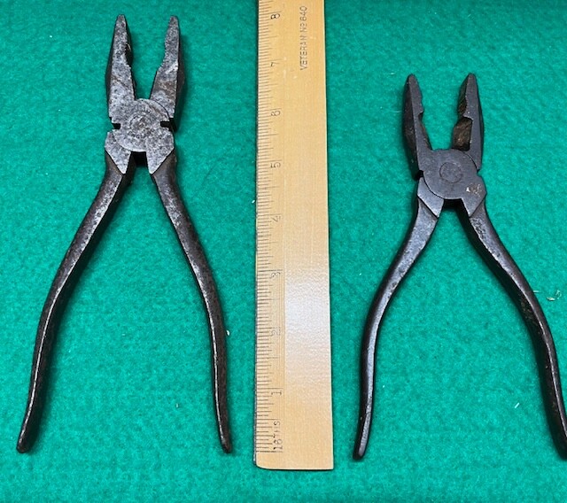 Vintage Set  of  2 Pairs of  Pliers  7 and 8 inches