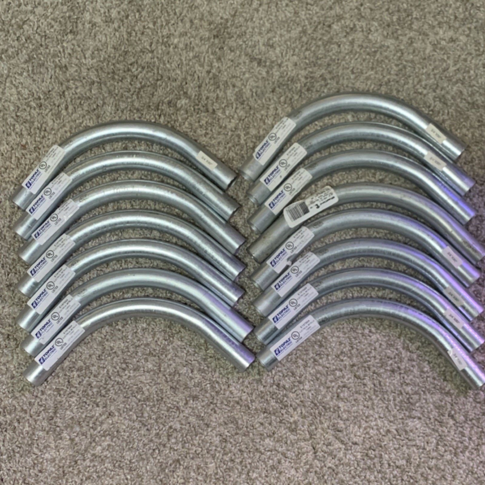 Lot Of (18) Topaz Electric EMT Conduit 3/4 in 90° Bend Rigid Metal E197604