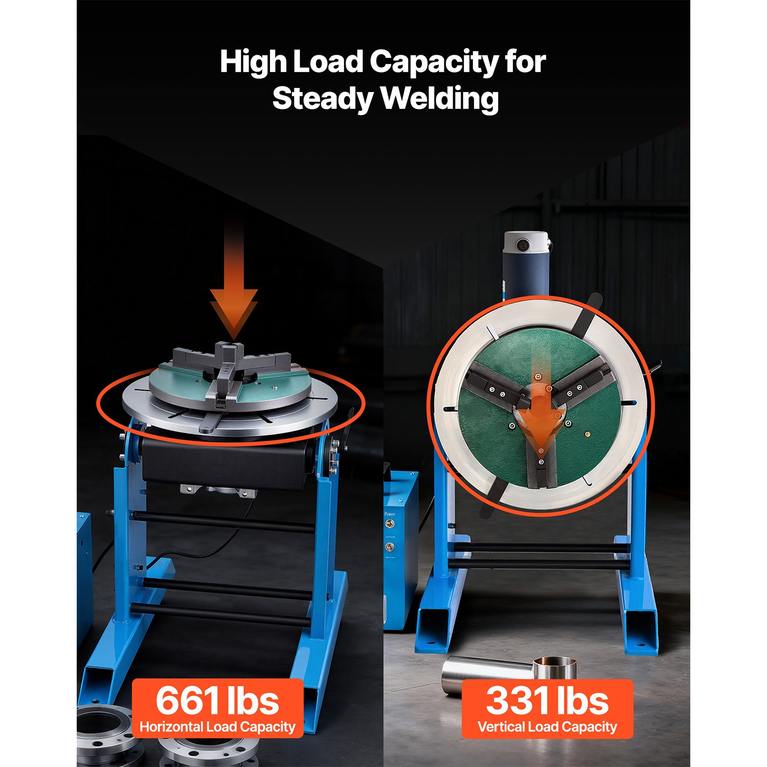 Uimoso Rotary Welding Turntable Table with 661 Lbs Capacity, Angle -45° to 90°