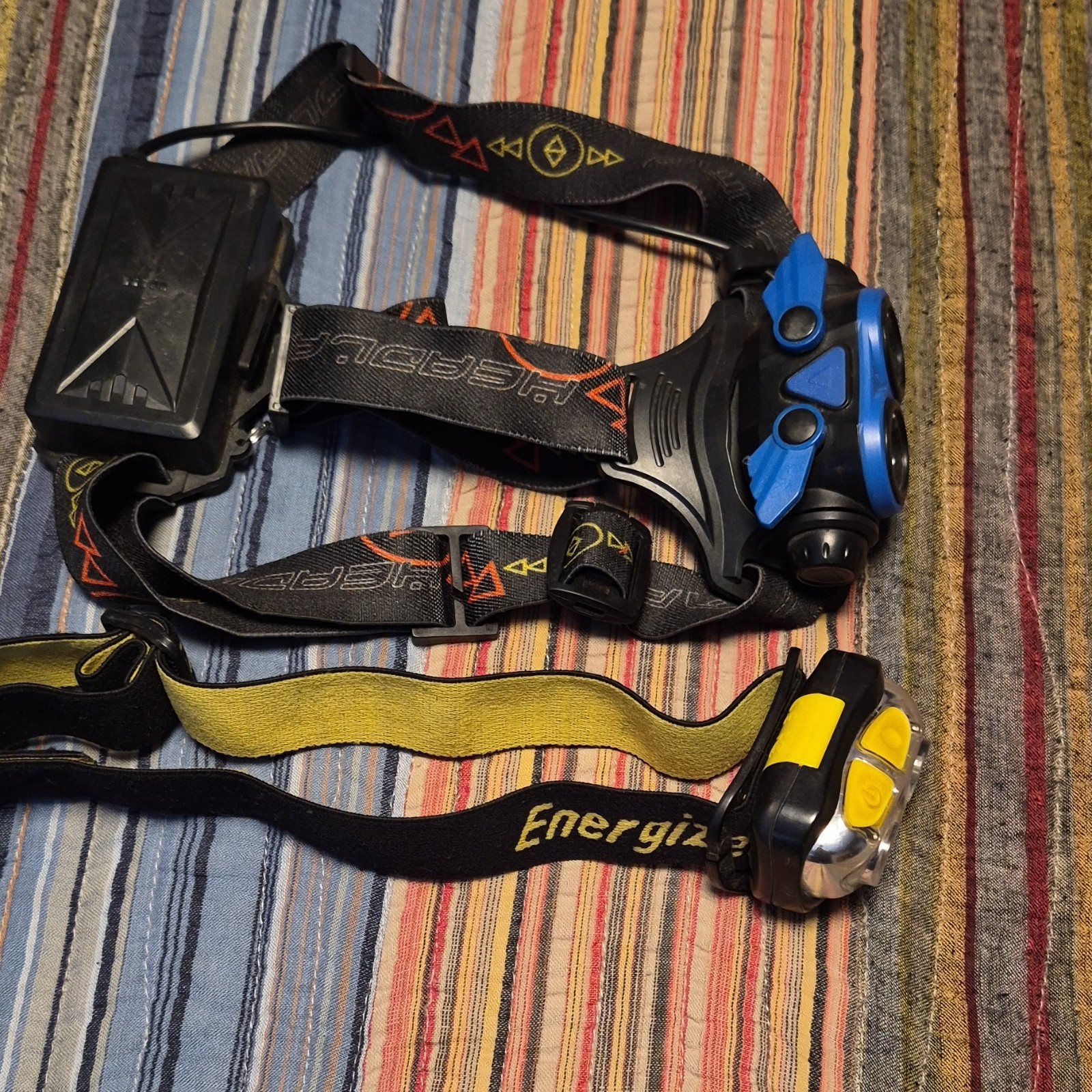 Energizer LED Headlamp Plastic Battery Yellow Black Blue LED Lighting