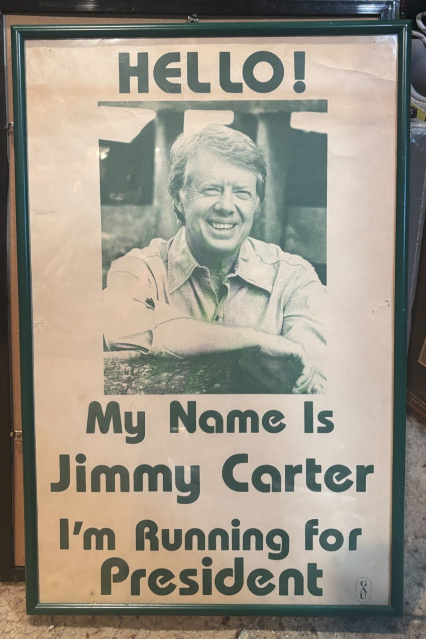 ORIGINAL Vtg 1976 Hello! My Name Is Jimmy Carter Presidential Campaign Poster
