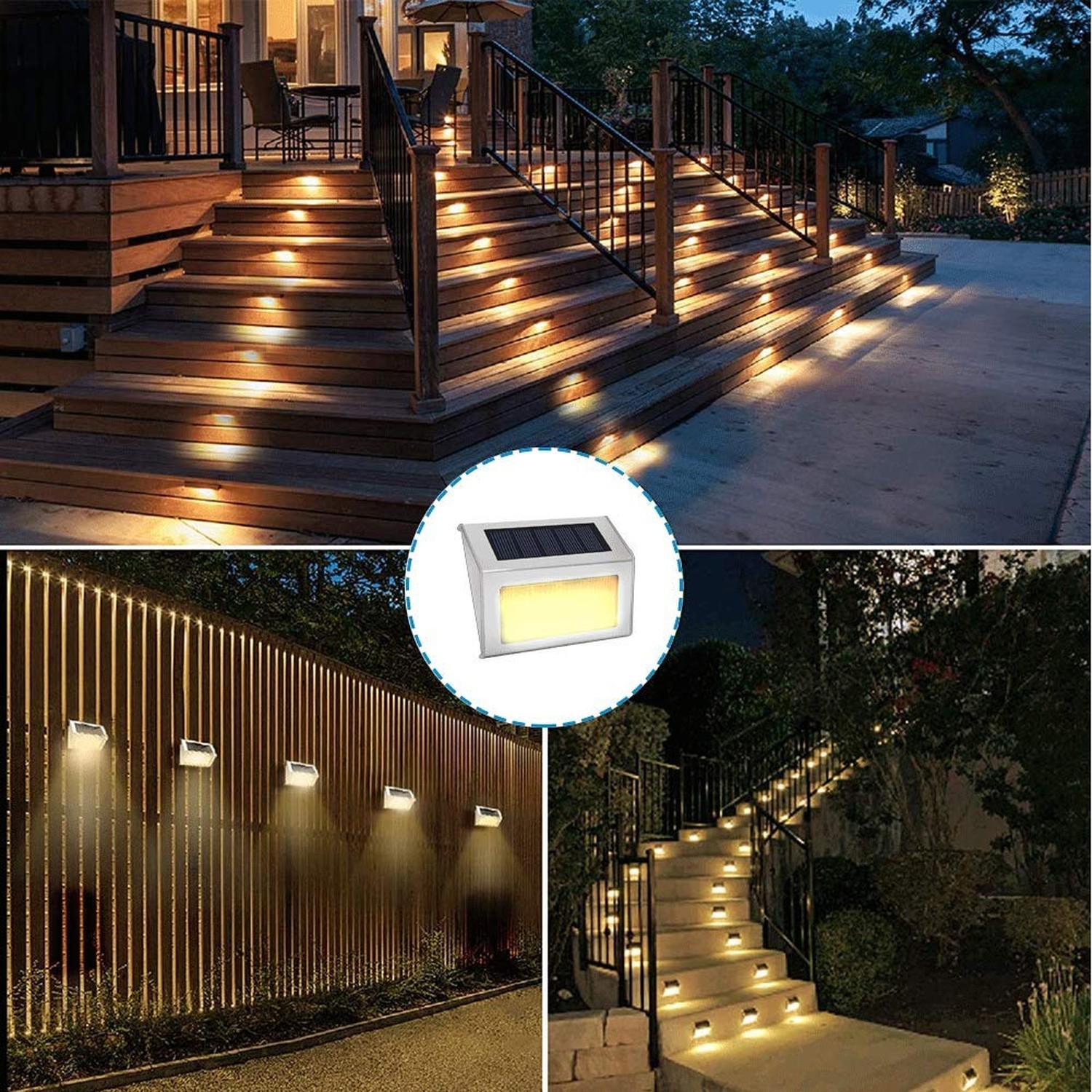 Solar Lights for Steps Deck Solar Stair Light Outdoor Waterproof Stainless St...