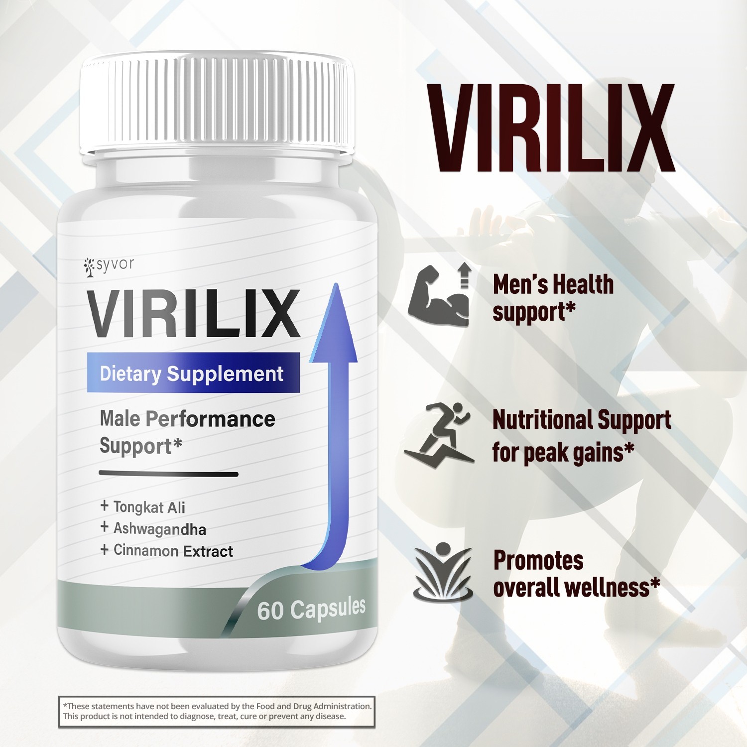 (1 Pack) Virilix Male Support Supplement Advanced Formula Viri Lix 60 Capsules