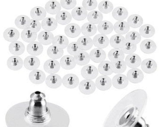 500 pieces Silver Bullet Earring Backs plastic back disk style Hypoallergenic