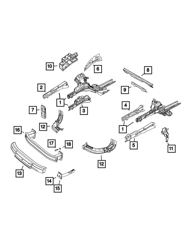Genuine Mopar Frame Side Rail Left 68259360AA
