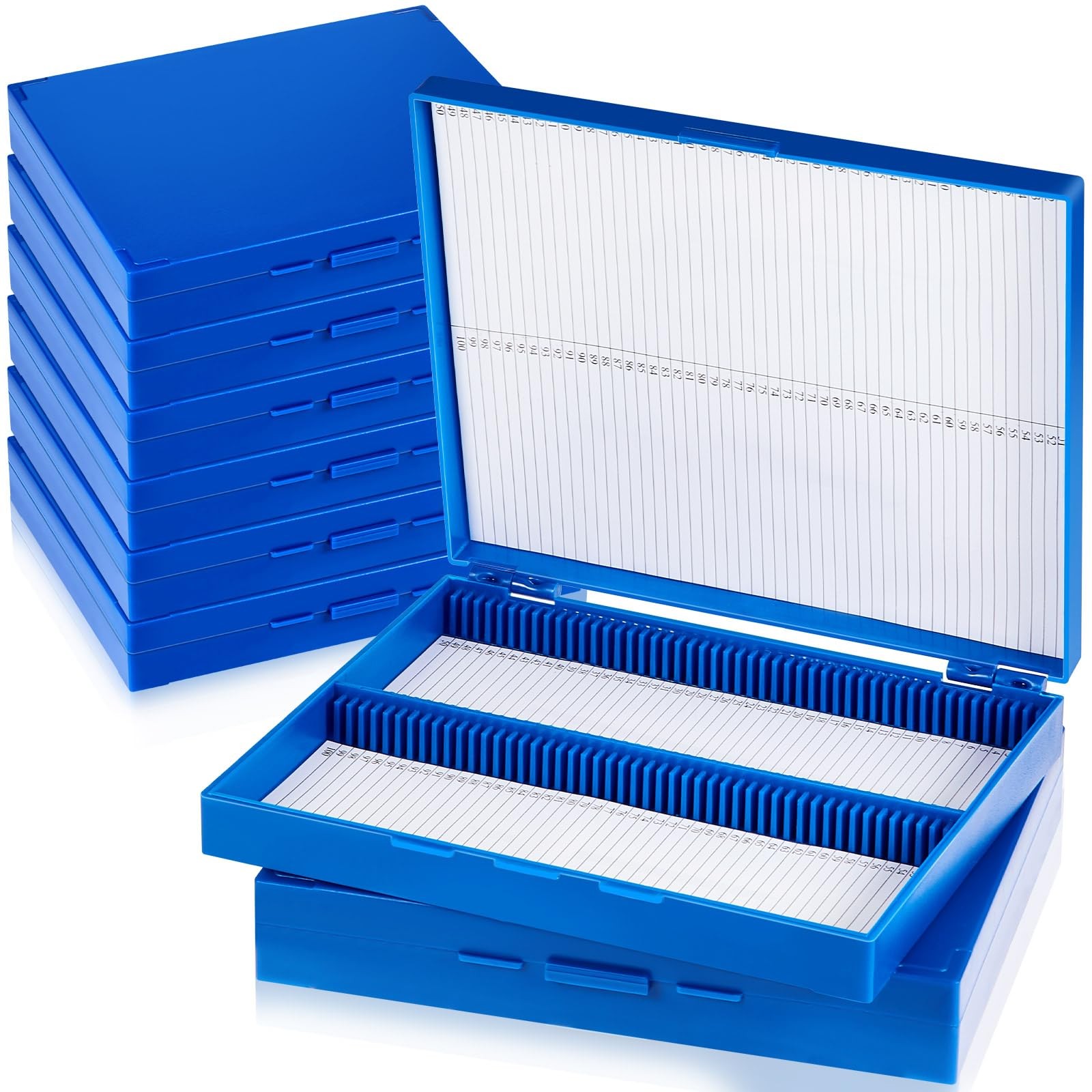 8 Pcs Microscope Slide Storage , Plastic Microscope Glass Slide Holder Case w...