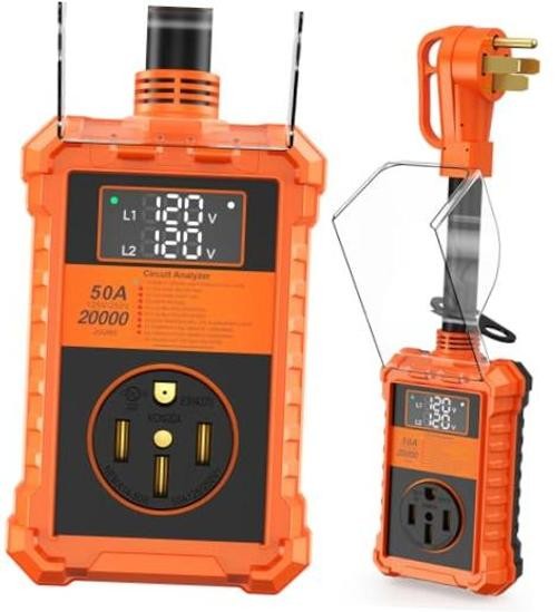 RV Surge Protector 50 Amp - 20000J RV Accessories | Waterproof 50A Orange