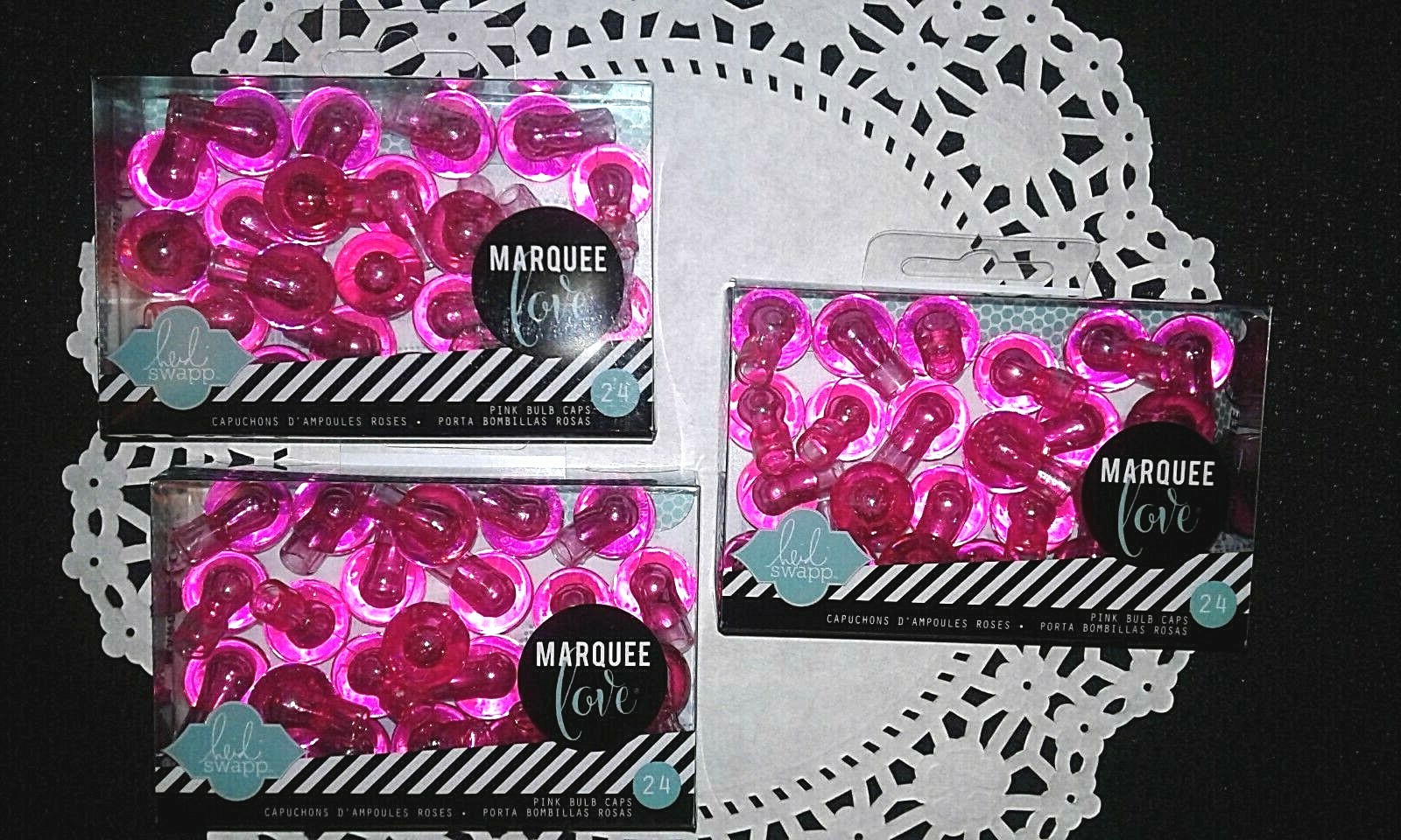 LOT OF 3 PACKS!  24 EA - Heidi Swapp Marquee Love Light PLAIN PINK Bulb Caps