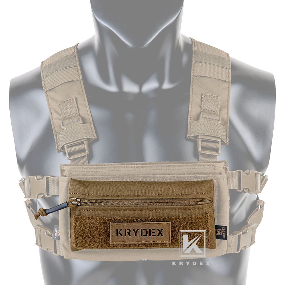 KRYDEX Tactical Front Candy Pouch Zipper Kit Pack Hook Back for Chest Rig Coyote