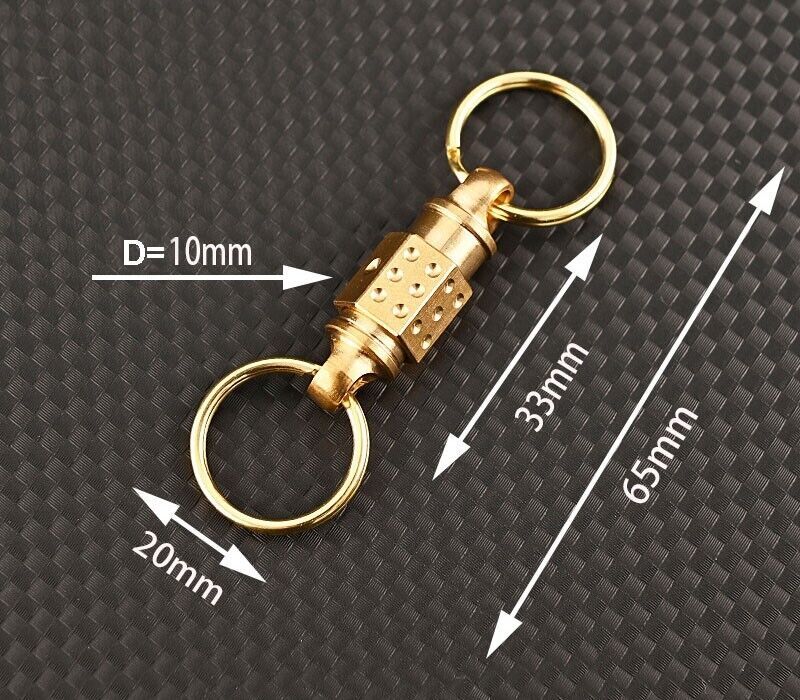 EDC Solid Brass Insert Buckle Gimbal Ring Portable Double Keychain Pendant Tool