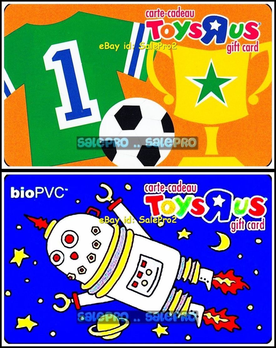 2x TOYSRUS SPACE ROBOTIC BIO PVC SOCCER WORLD CUP RARE COLLECTIBLE GIFT CARD LOT