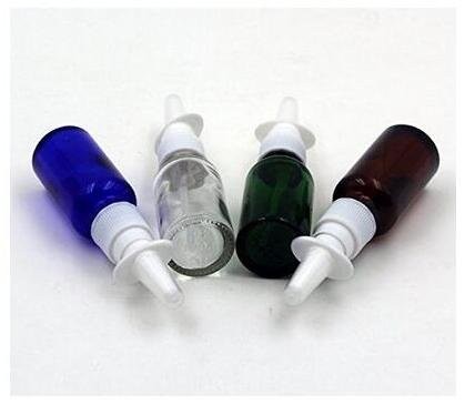 Erioctry 3Pcs 15Ml Empty Refillable Amber Glass Nasal Bottle Pump Clea