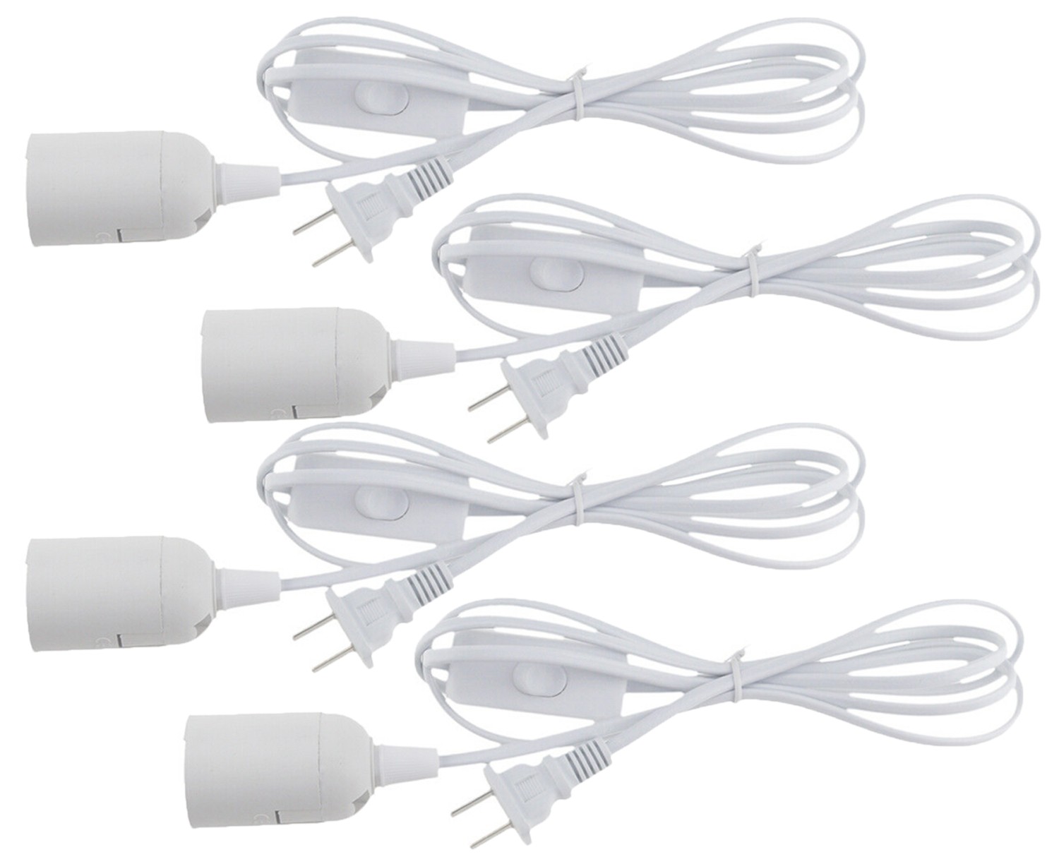 4~16 Pack 6FT 10FT Power Cable Adapter Cords Wire E26 Socket Switch Light Bulbs
