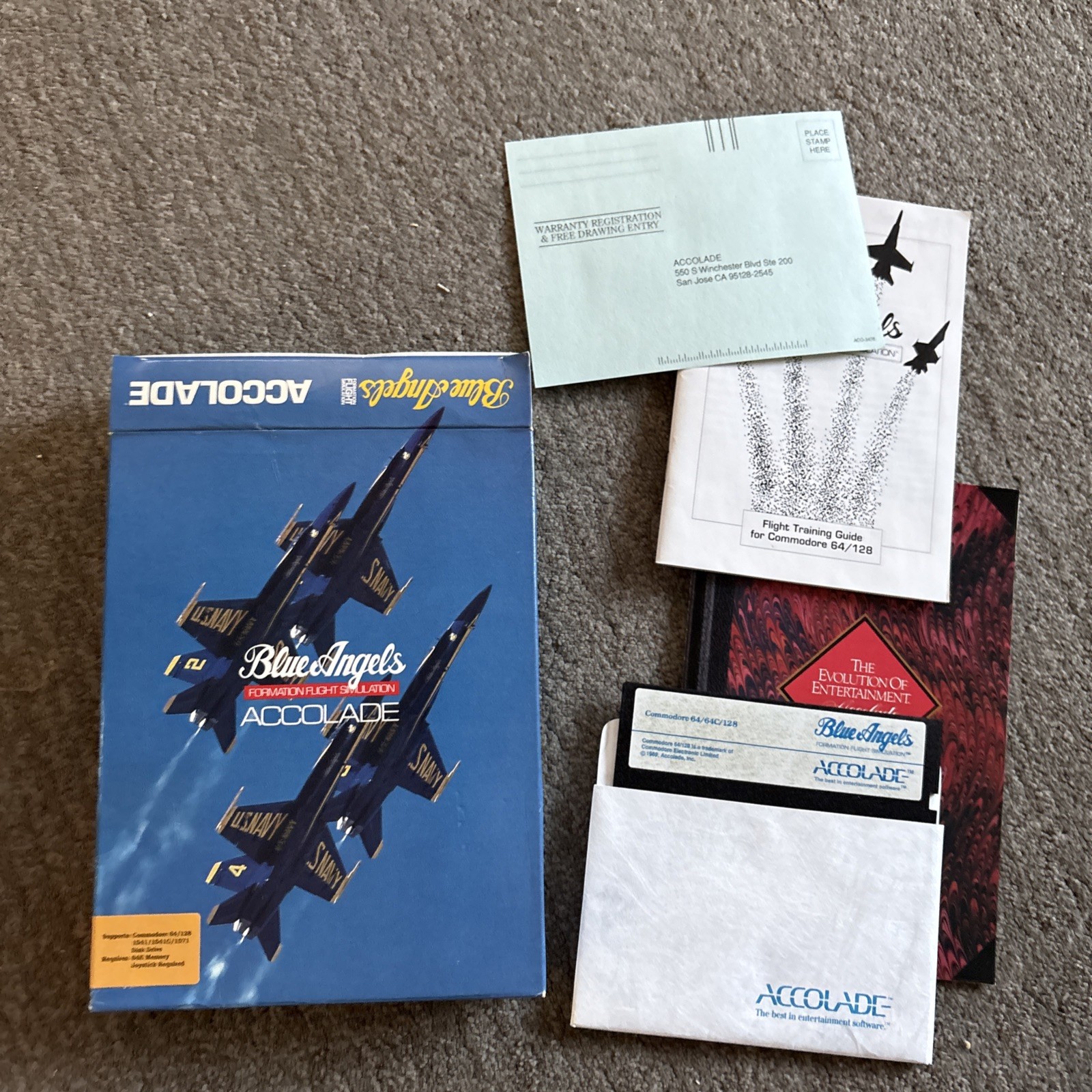 Blue Angels Game Formation Flight Accolade Disk 1989 Commodore 64 CIB