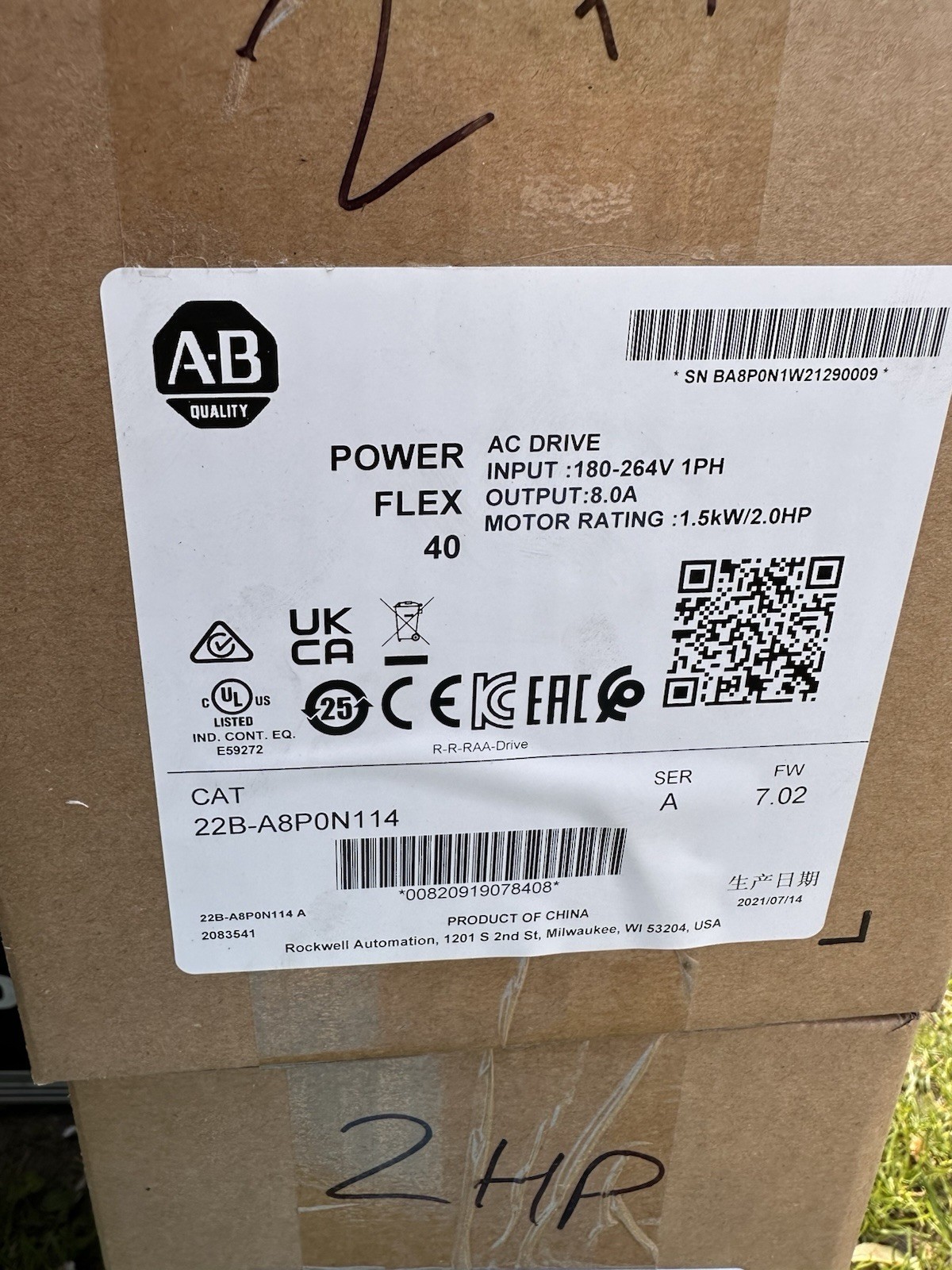 New AB 22B-A8P0N114 Free Shipping New in Box New Factory Sealed PLC