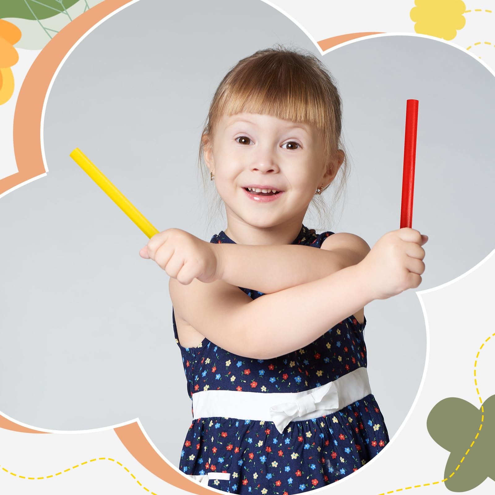 50 Pcs Rhythm Sticks for Kids Classroom Activities, 5 Colors 8 Inch Set of Mu...