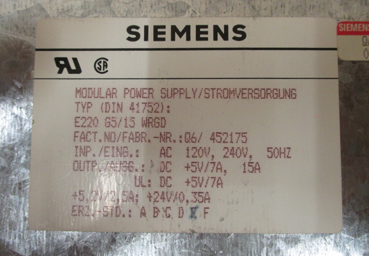 SIEMENS DIN-41752 MODULAR POWER SUPPLY