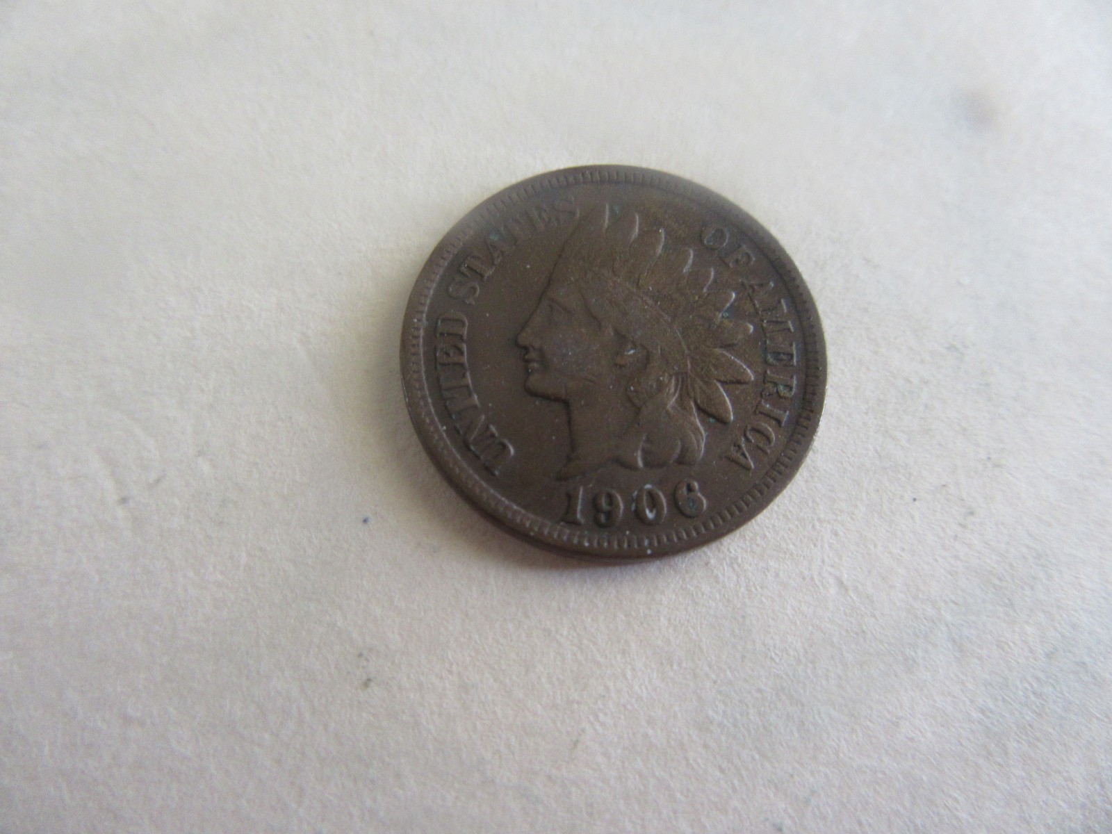 1906 Indian Head Cent In Circulated VG+ (PARTIAL LIBERTY) [Exact Coin]      [#7]