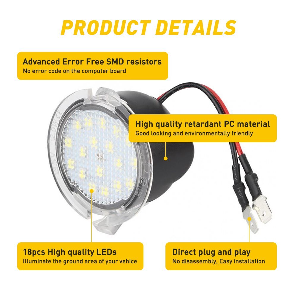 LED Side Mirror Puddle Light Kit For Ford F-150 Explorer Expedition Edge Taurus