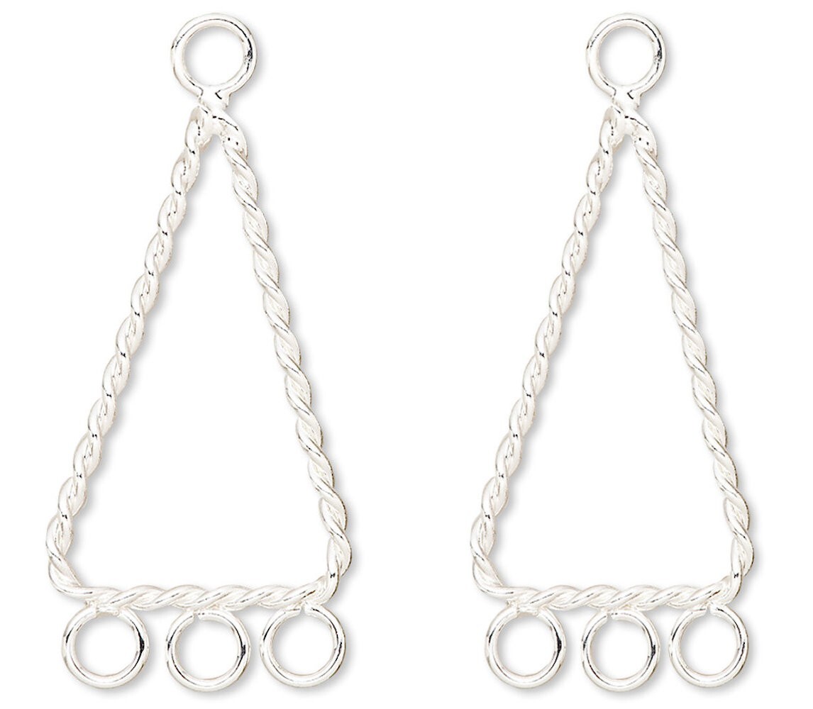 10 Silver Plated Brass 23x14mm Twisted Triangle Chandelier Earring Connectors *