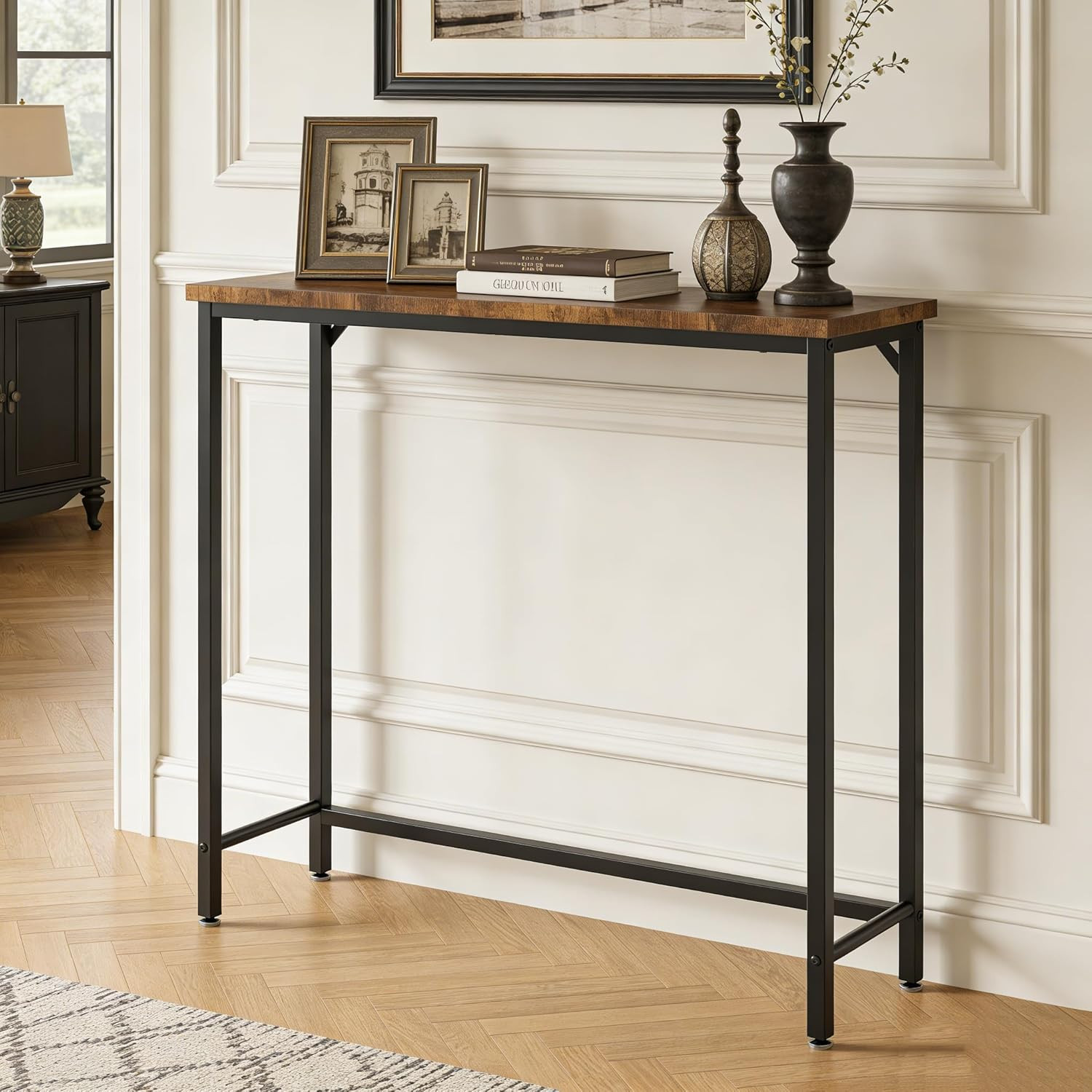 Narrow Entryway Console Table & Sofa Side Table - Industrial Hallway Table for S