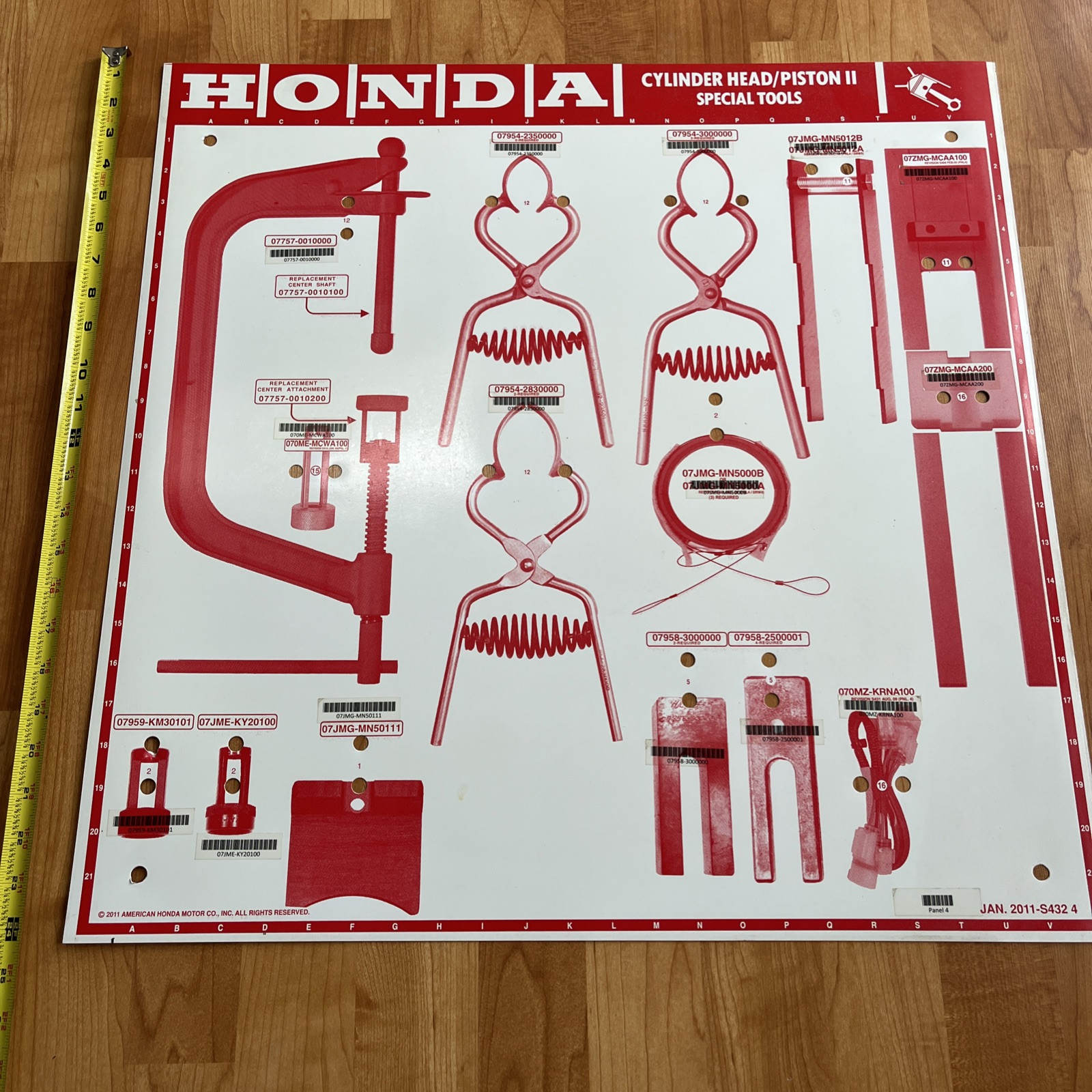 Honda Cylinder Head Piston 2 Special Tools Display Sign For Peg Board