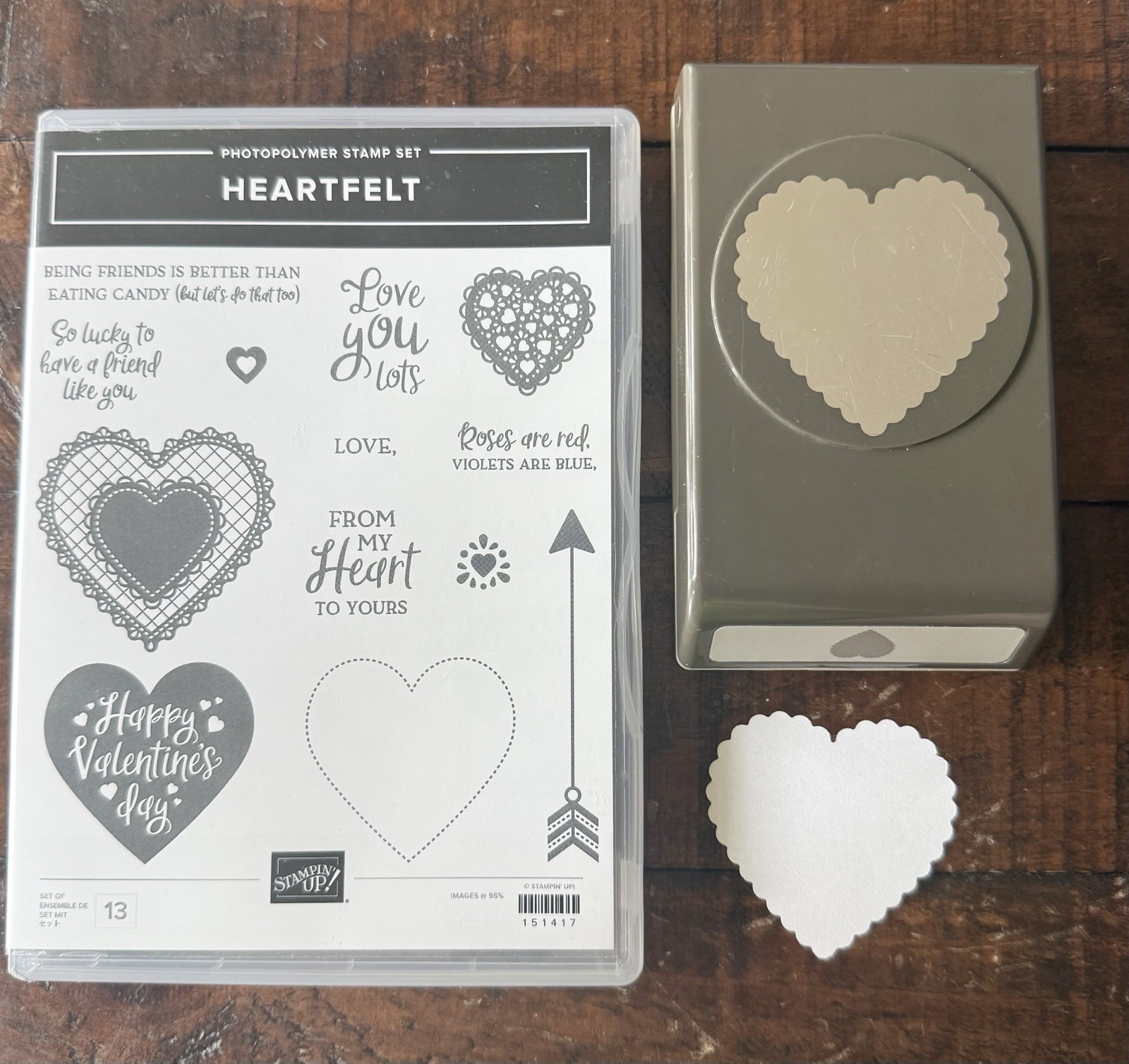 Stampin' Up Heartfelt Stamp Set and SCALLOPED HEART PUNCH