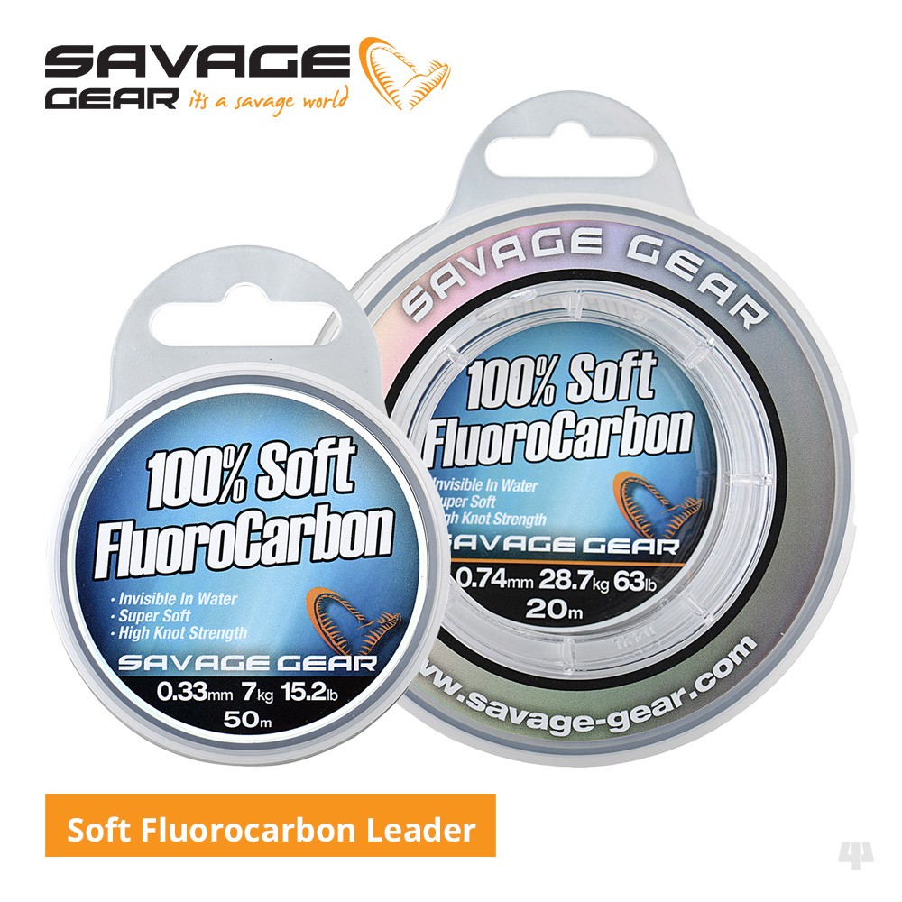 Savage Gear Soft Fluorocarbon Leader - Pike Perch Bass Sea Fishing Line Tackle