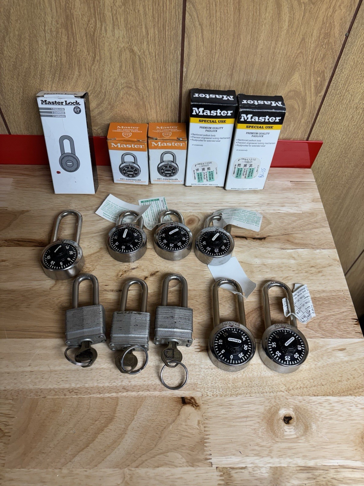 Master Lock Combination Padlocks And Key Padlocks Working w/ Codes Lot of 9