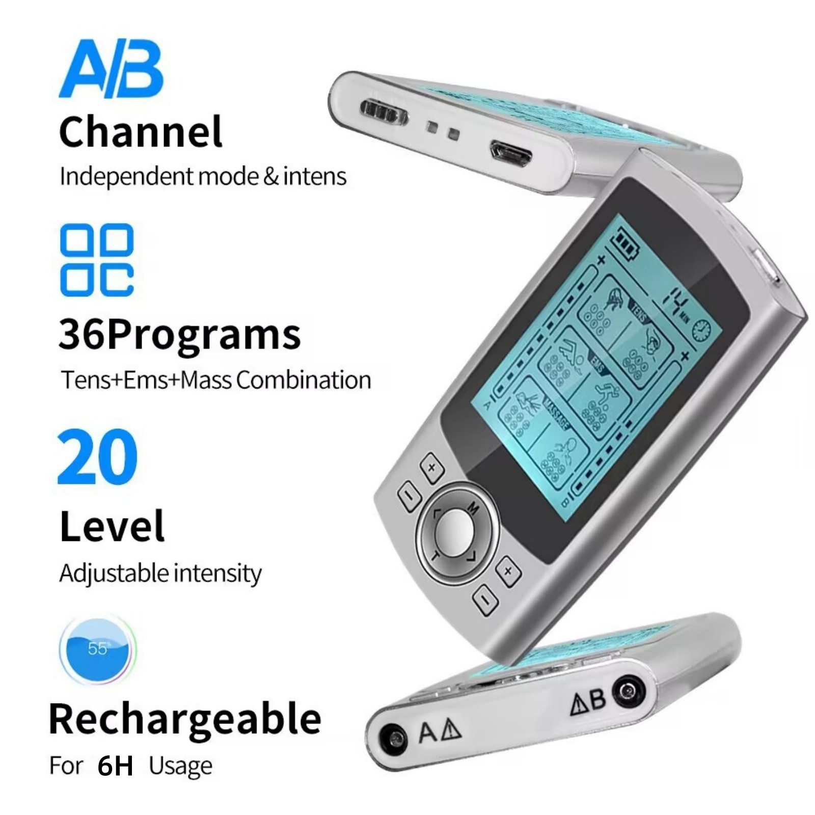 Multifunction Tens Unit Muscle Stimulator Machine Pulse Massager Device