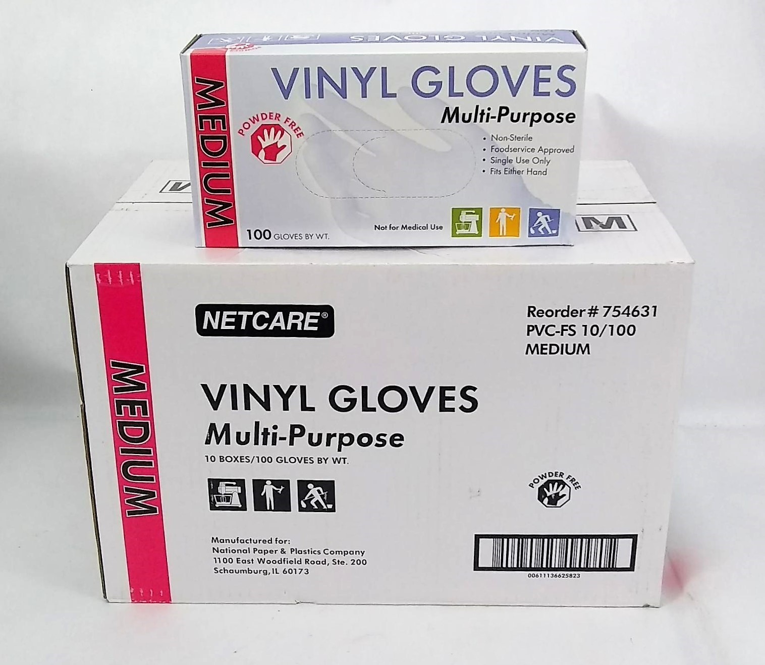 Case of 1000 Food Service Vinyl Gloves M Medium Clear Powder Free Netcare