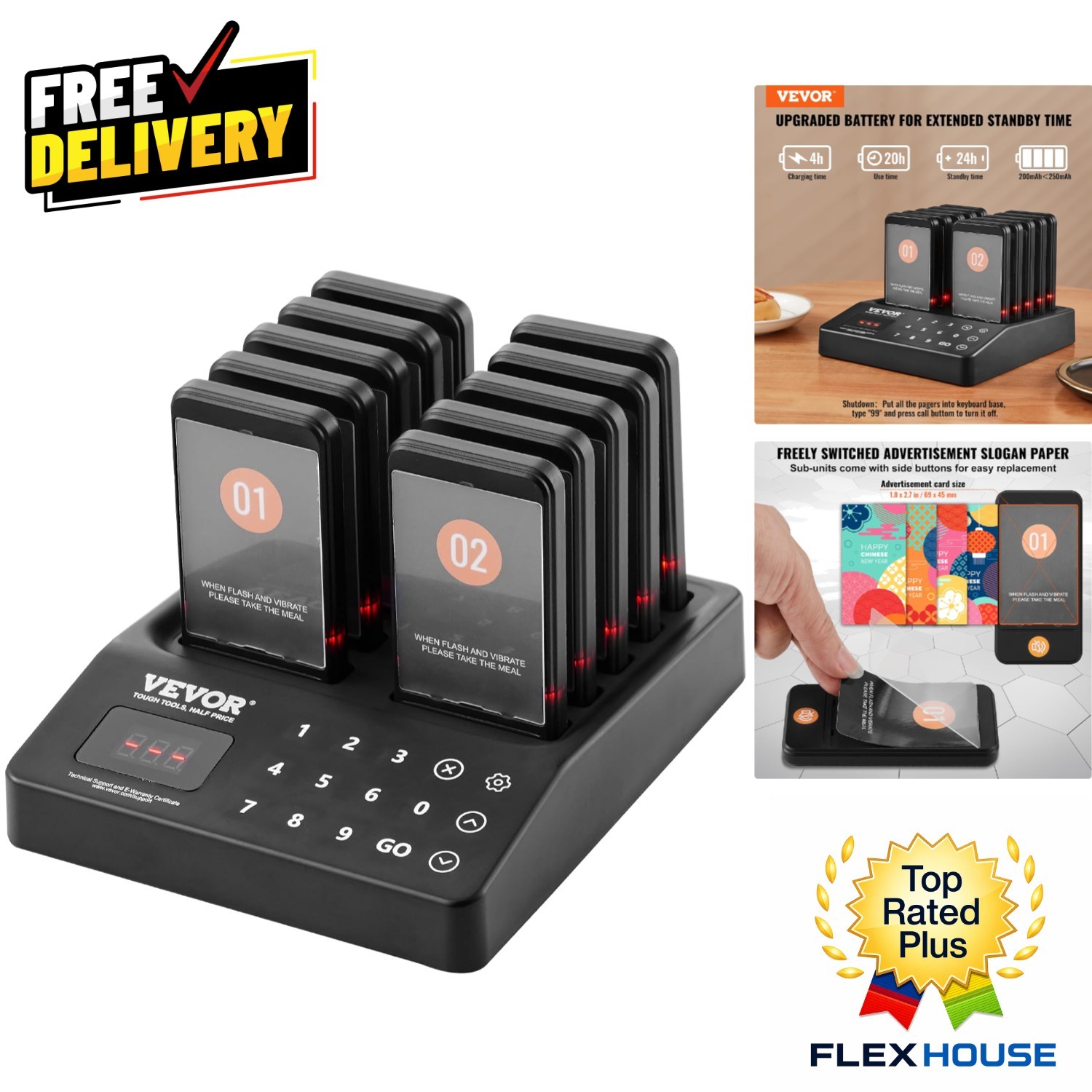 Advanced Wireless Calling Pager with Vibration & Flash Alerts - 1312 ft Range