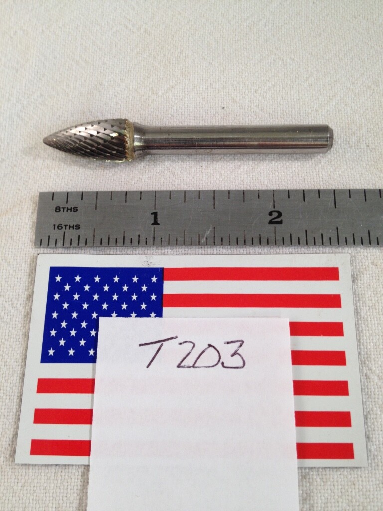1 NEW FALCON / SGS 1/4" SHANK CARBIDE BURR. SG-3 DOUBLE CUT. USA MADE BUR (T203)