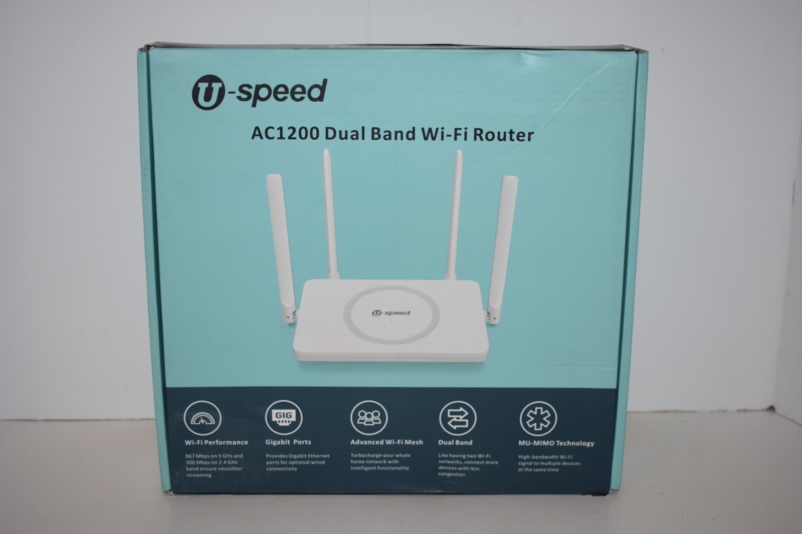 U-SPEED AC1200 DUAL BAND WI-FI ROUTER - NEW OPEN BOX - w/CABLE, MANUAL & ADAPTER