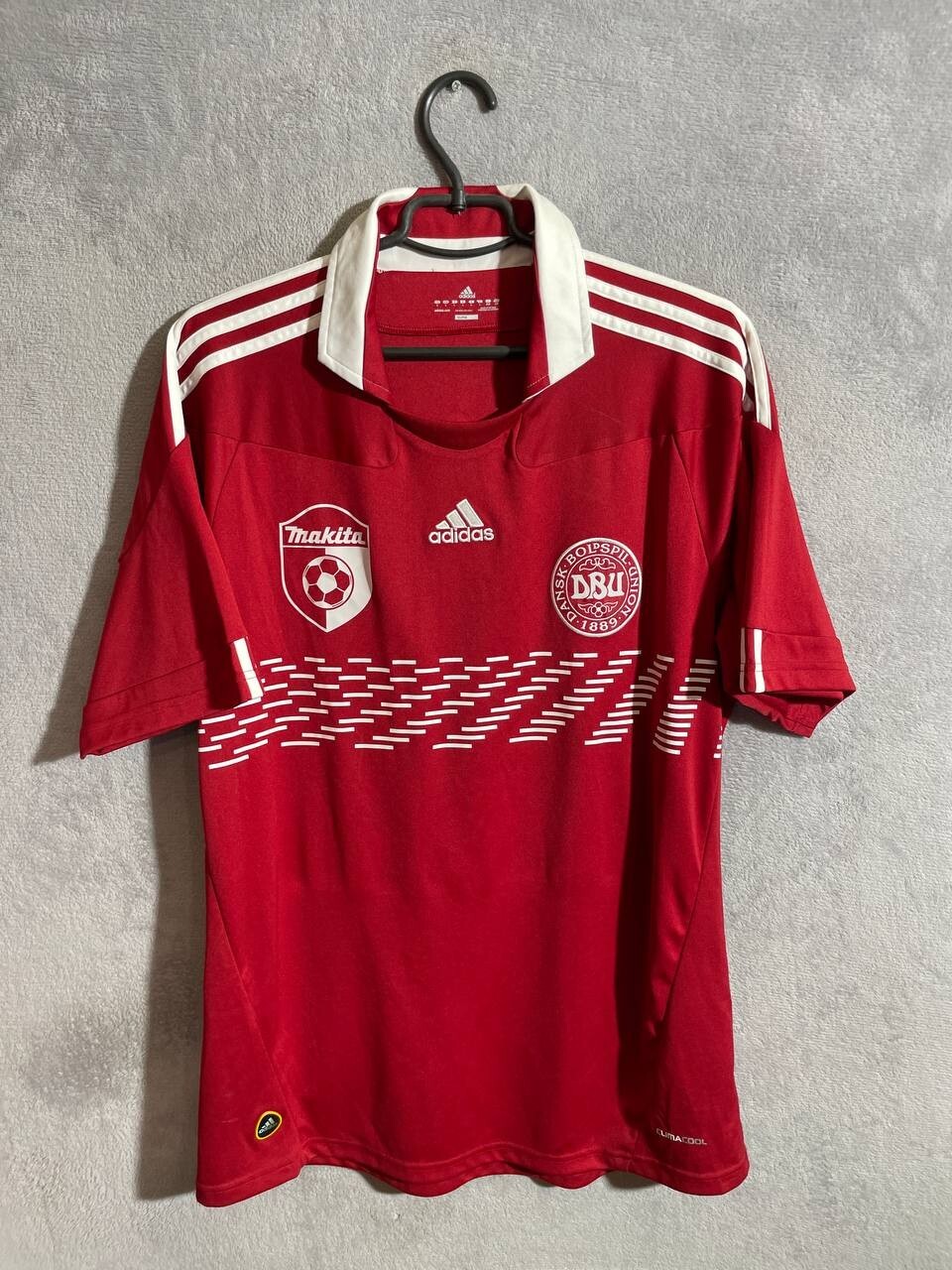Denmark Team Jersey Home football shirt 2010 - 2011 Adidas Red Men Size L