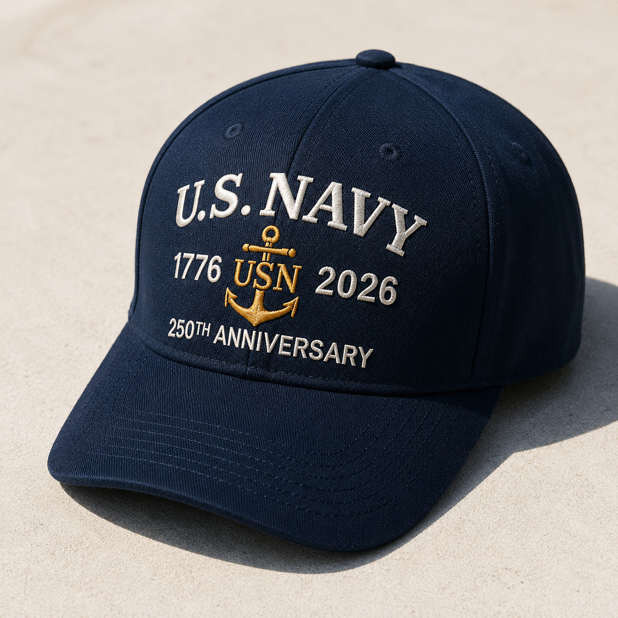 US Navy 250th Anniversary Embroidered Hat 1776–2026 America Patriotic Cap